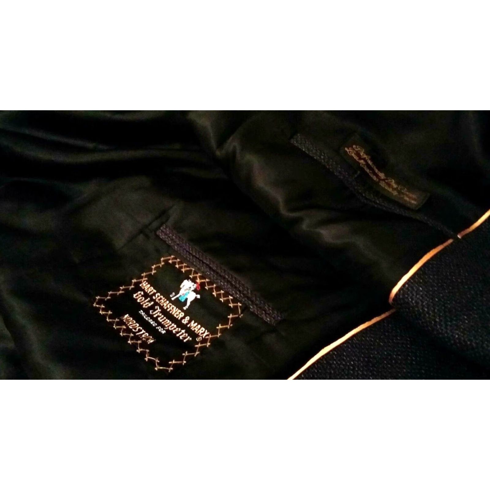 VINTAGE Hart Schaffner Marx Wool Blazer Jacket Men 42R Navy Blue Two Button Solid 90s