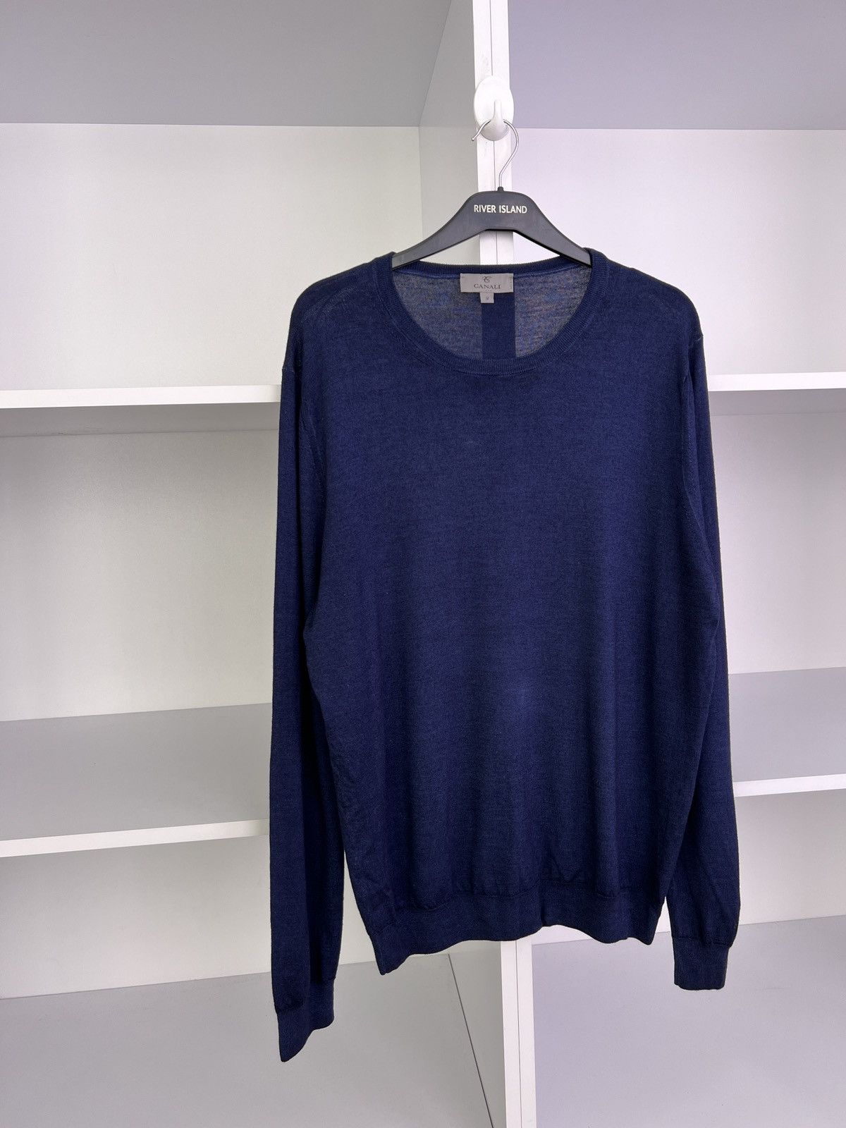 Canali × Designer × Vintage Vintage Canali Wool Navy Jumper Size US L / EU 52-54 / 3 - 7 Thumbnail