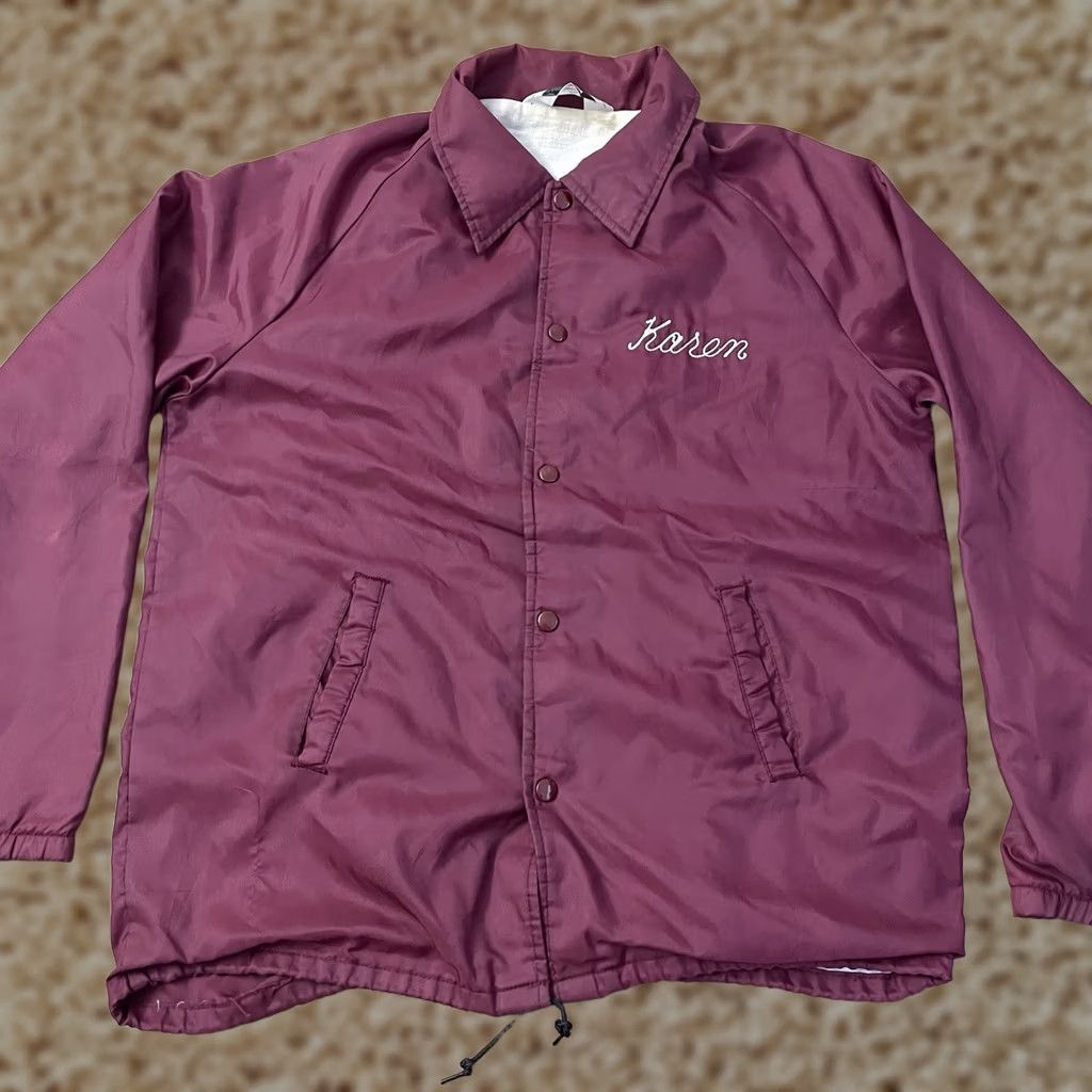 Chalk Line VINTAGE Karen Windbreaker Jacket Mens Large Red 90s Johnson Snap Button Chalk Line Windbreaker Size US L / EU 52-54 / 3 - 1 Thumbnail