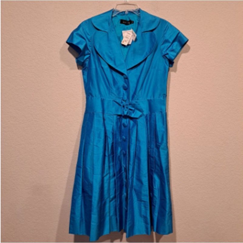 rickie freeman for teri jon cocktail dresses Blue and Green Watercolor Silk Cocktail Dress main image 1