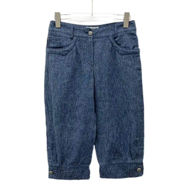 Chanel Chanel Blue Linen Casual Trousers for Women 0089 Size 22" - 1 Thumbnail