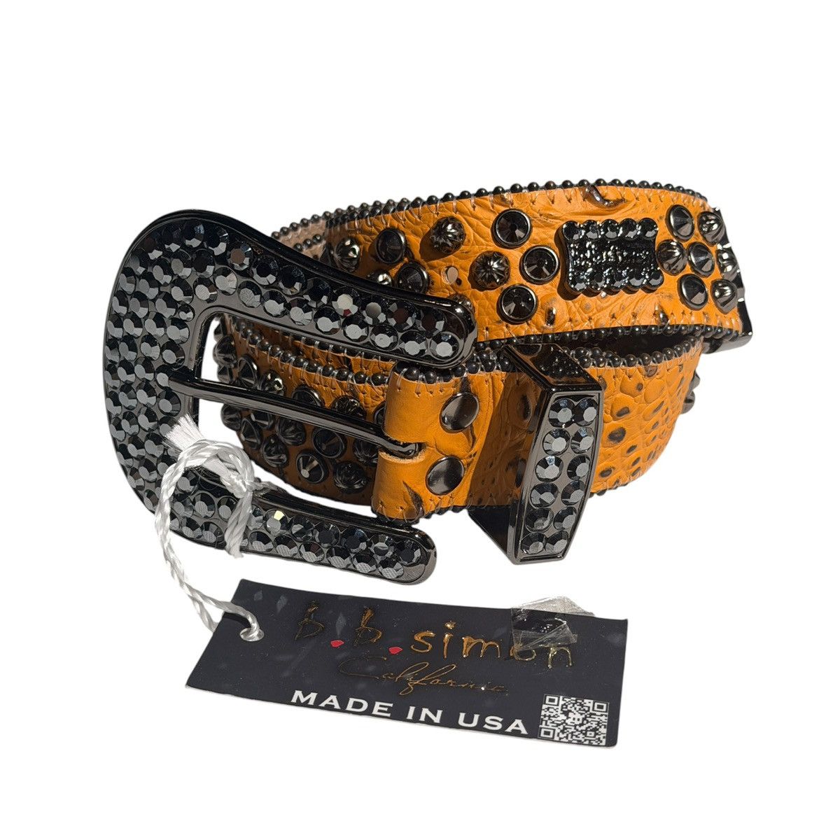 B.B. Simon Ostritch studded belt Size 32 - 1 Thumbnail