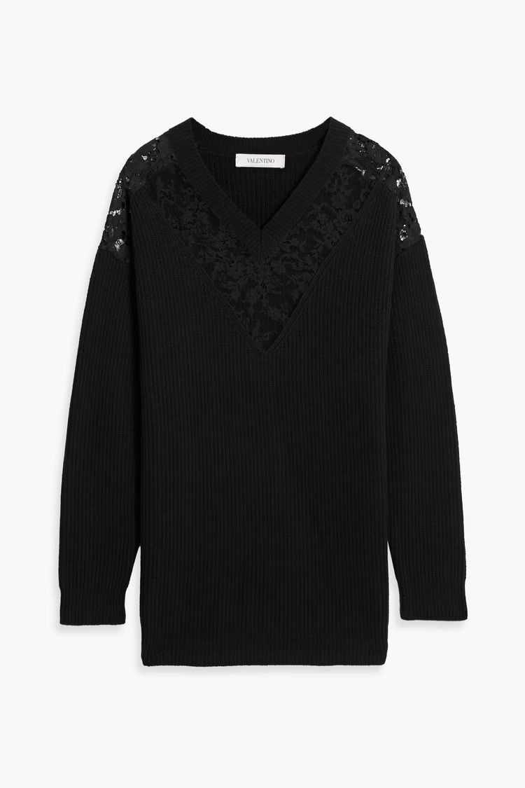 Valentino o1y0326 V-neck Sweater in Black Size L / US 10 / IT 46 - 1 Thumbnail