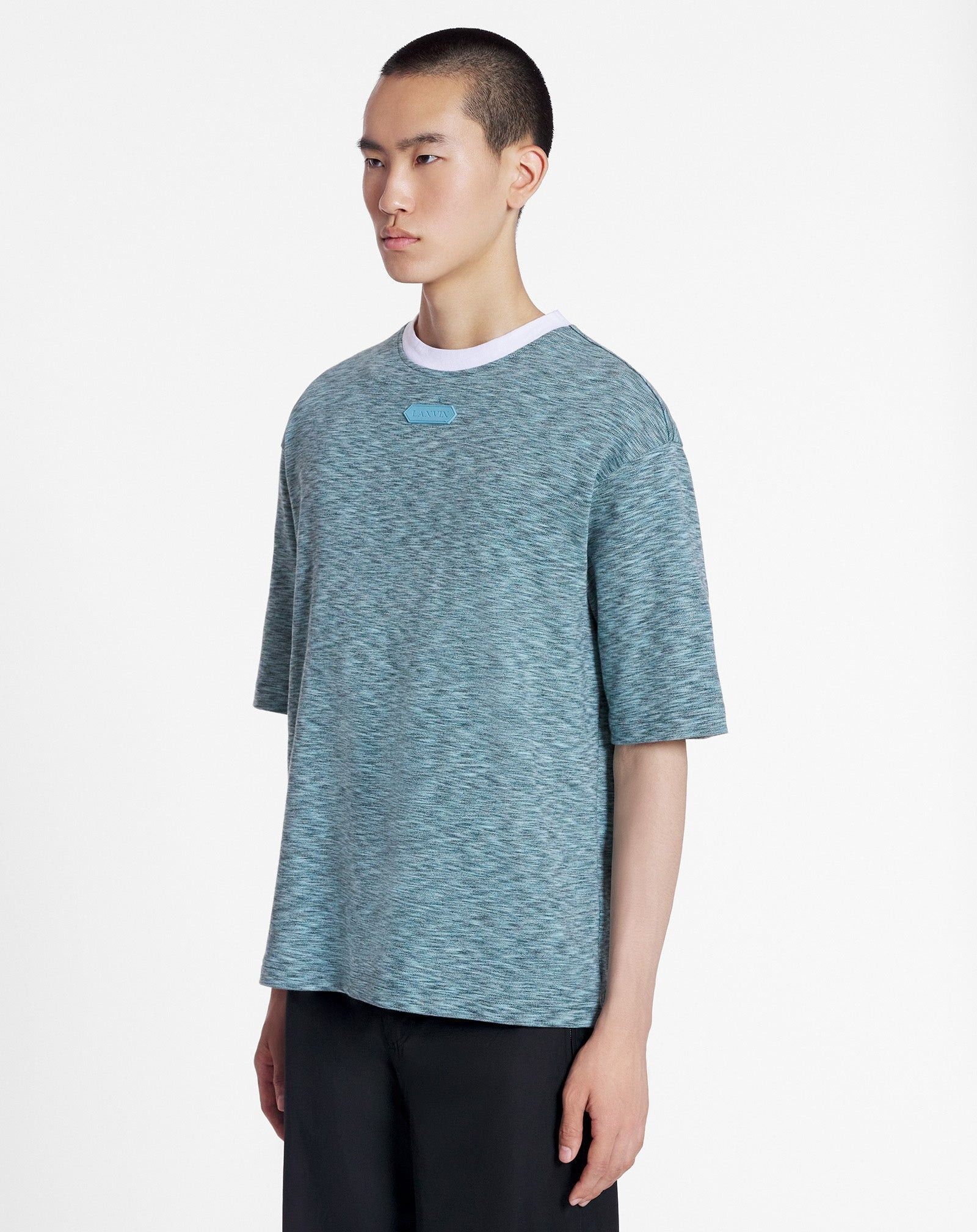 Lanvin o1mle0825 Heathered-Effect Loose-Fitting T-Shirt in Green Size US S / EU 44-46 / 1 - 3 Thumbnail