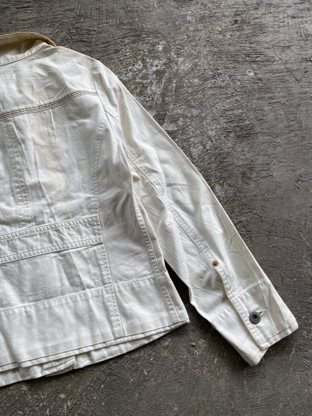 Blue Blue Japan 1990s Blue Blue Japan - Mud Wash Broken White Trucker Jacket Size M / US 6-8 / IT 42-44 - 16 Thumbnail