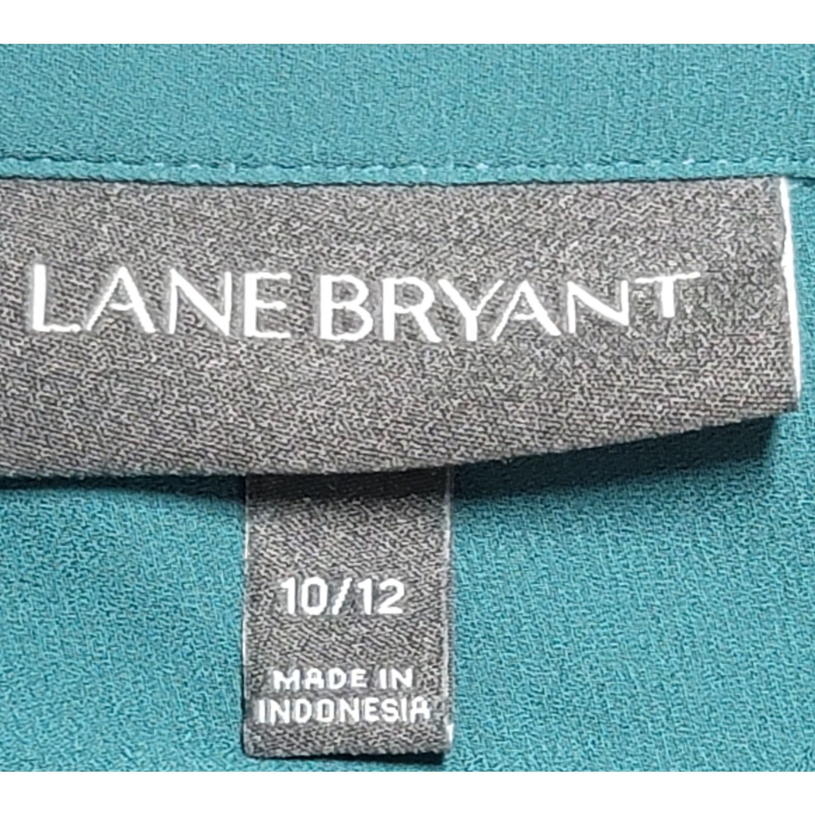Other Lane Bryant Green Button Up Pointed Collar Top 10 12 Size L / US 10 / IT 46 - 3 Thumbnail