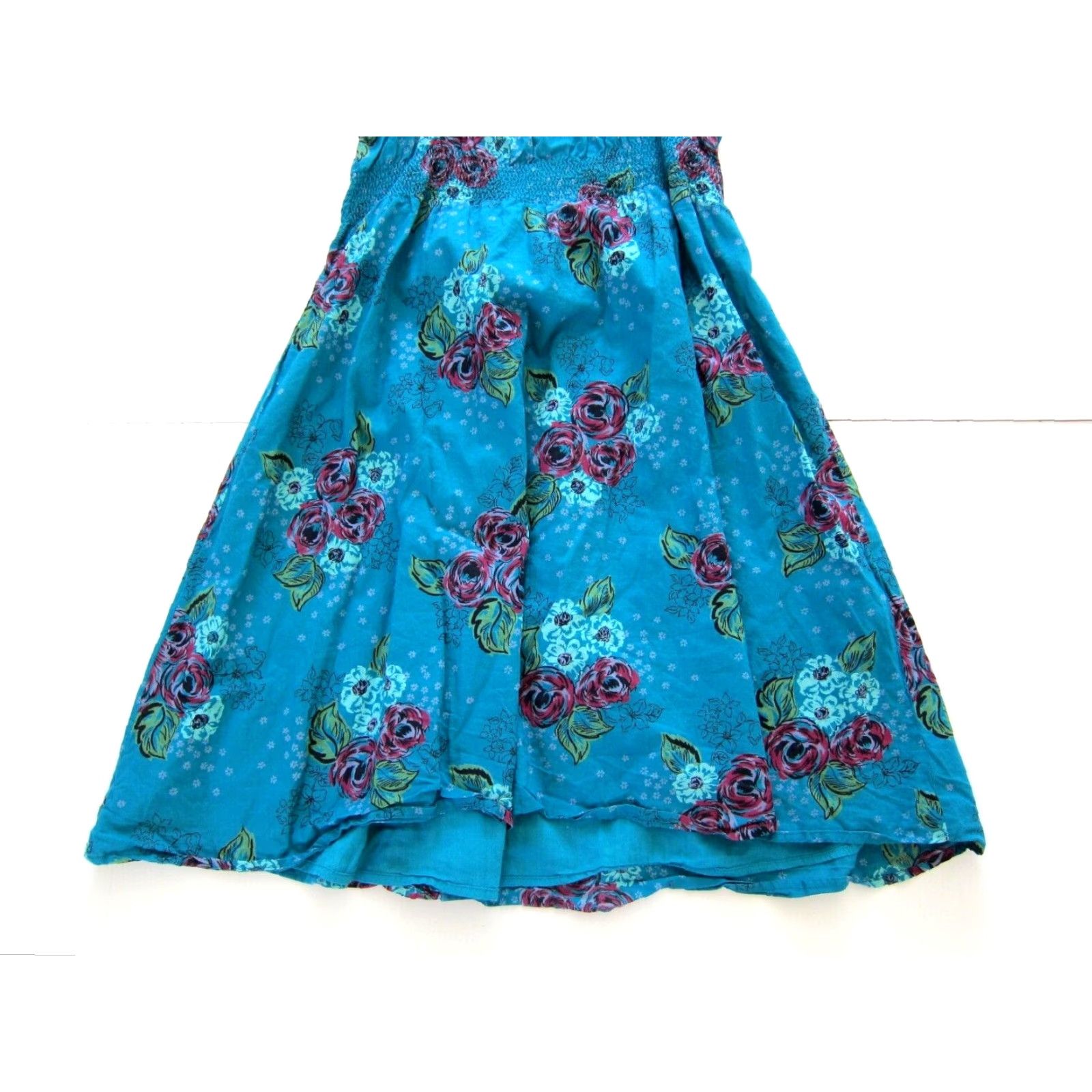 Vintage Susina 100% Cotton Floral V-Neck Tank Dress Blue Medium Women Slip Sun Dress Pattern: Floral Size M / US 6-8 / IT 42-44 - 6 Thumbnail