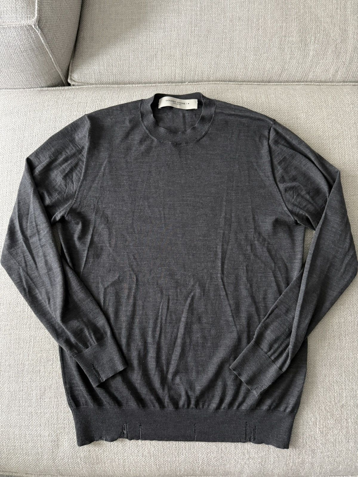 Golden Goose Golden Goose Distressed Crewneck Sweater —Grey, Men’s M Size US M / EU 48-50 / 2 - 1 Thumbnail