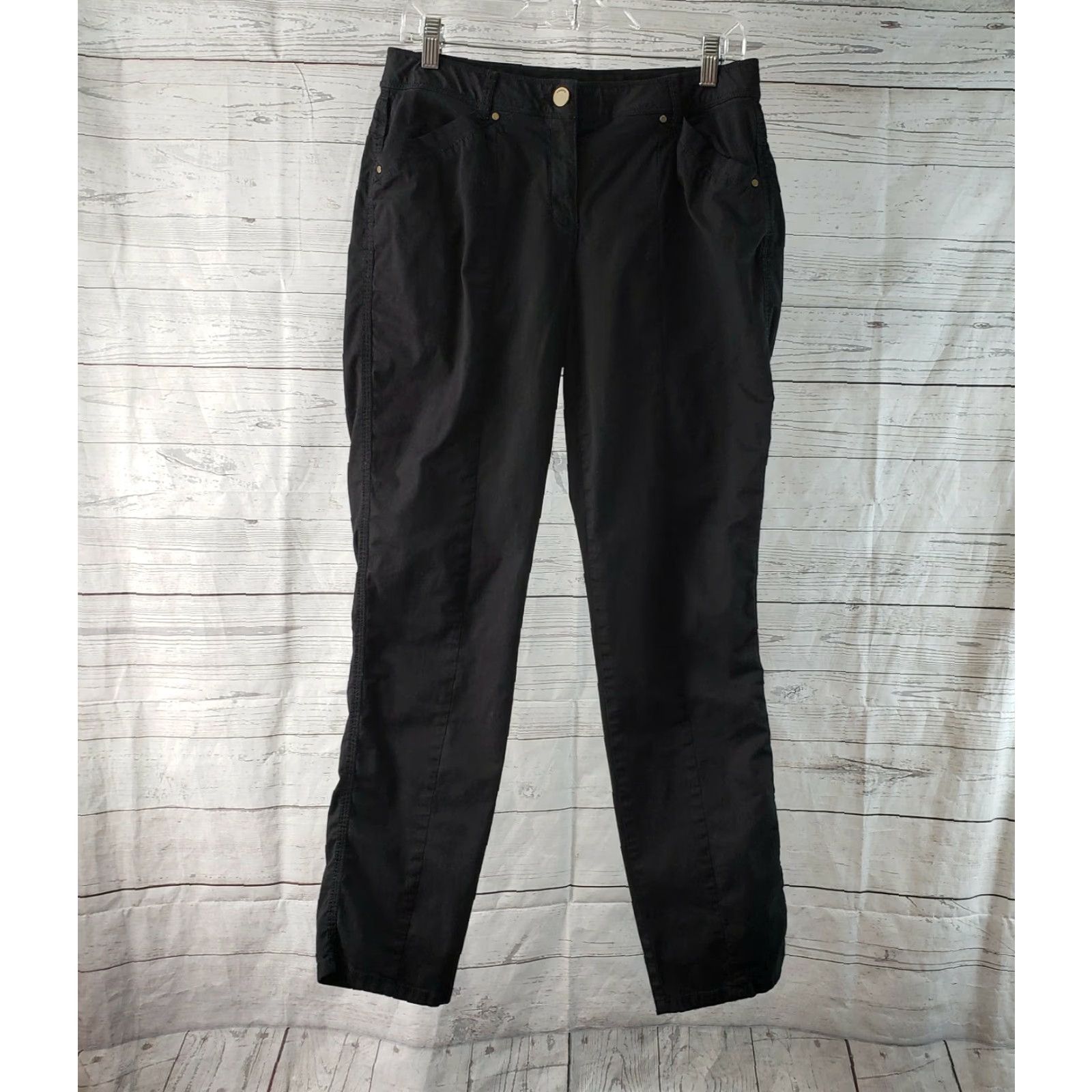 Vintage Chico's Womens Pants Size 2 Solid Black Mid Rise Cotton Blend Skinny Denim-Style? (adjusting) Size 26" / US 2 / IT 38 - 2 Thumbnail
