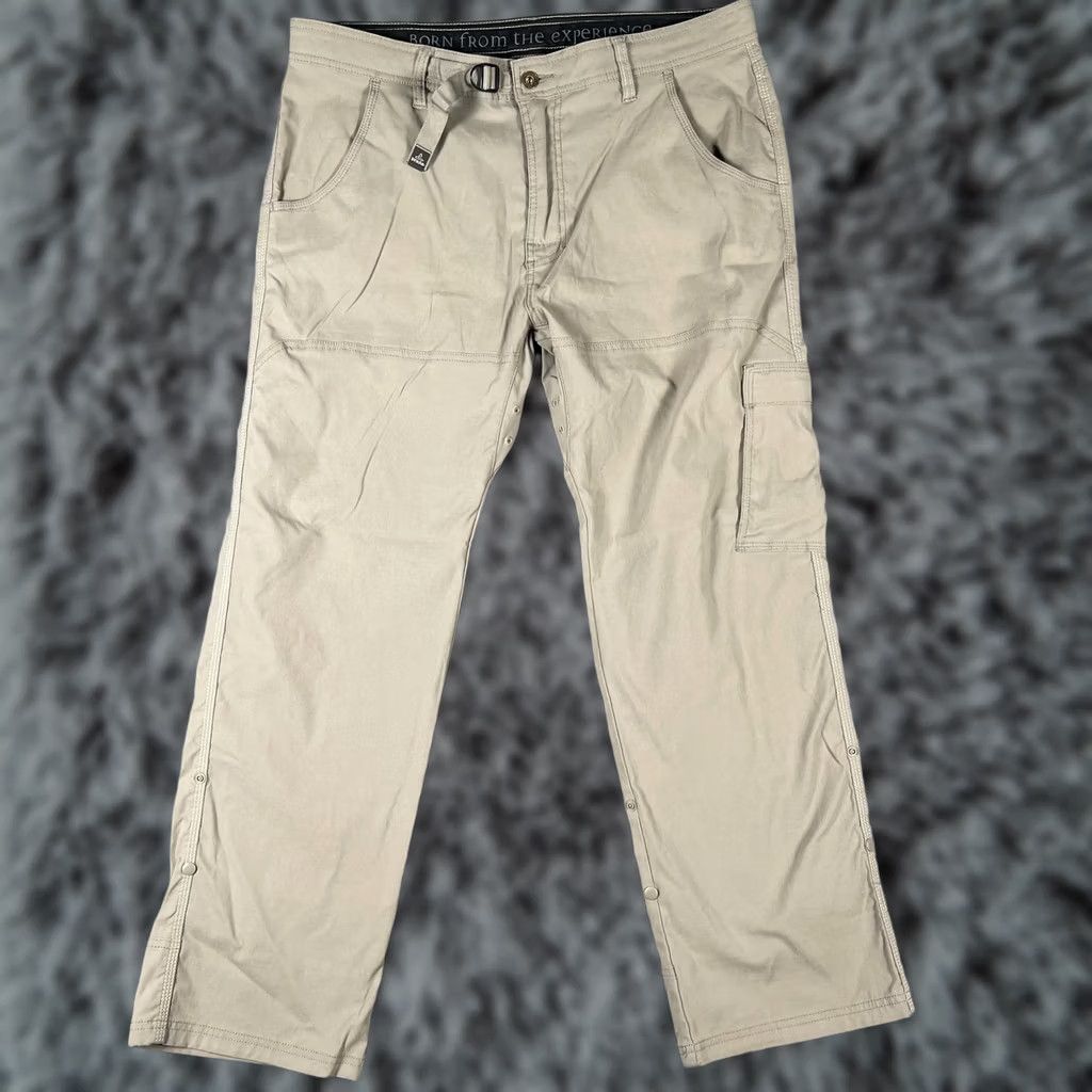Prana prAna Pants Mens 36x30 Khaki Breathe Nylon Stretch Cargo Outdoor Hiking Snap Leg Size US 36 / EU 52 - 1 Thumbnail