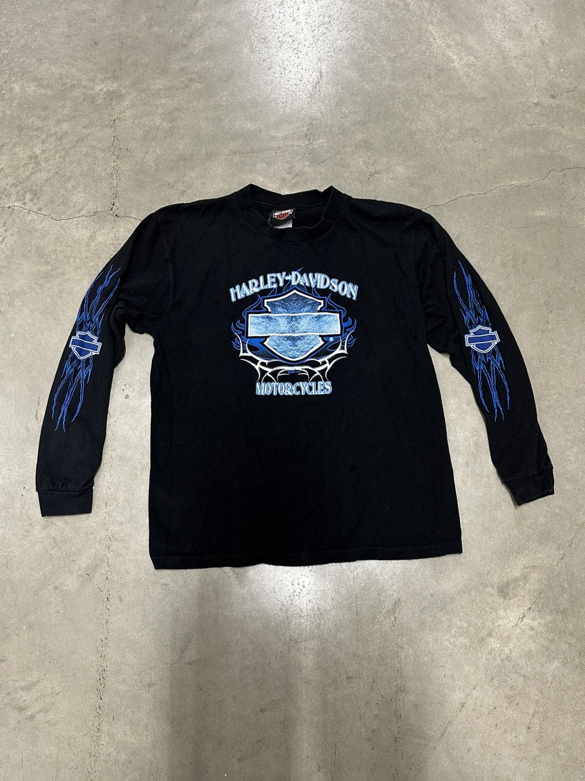 Harley Davidson × Vintage 90s Harley Davidson blue flame long