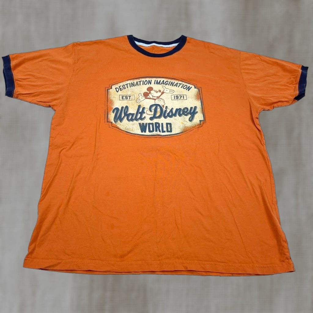 Disney Disney Shirt Men 2X Orange Tee Ringer Mickey Mouse Retro Walt World Adult Shirt Size US XXL / EU 58 / 5 - 1 Thumbnail