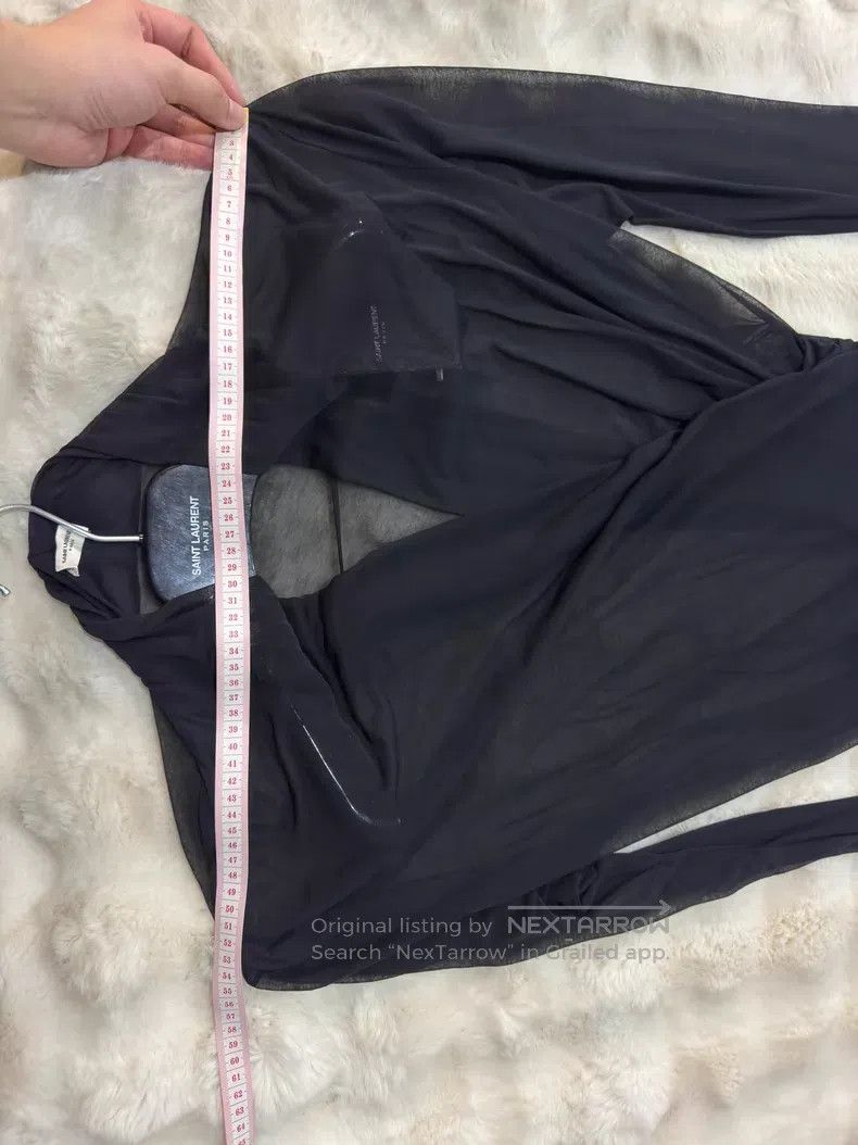 Saint Laurent Paris Saint Laurent Paris Crinkled Deep V Chiffon Underlayer Shi Size US XL / EU 56 / 4 - 6 Thumbnail