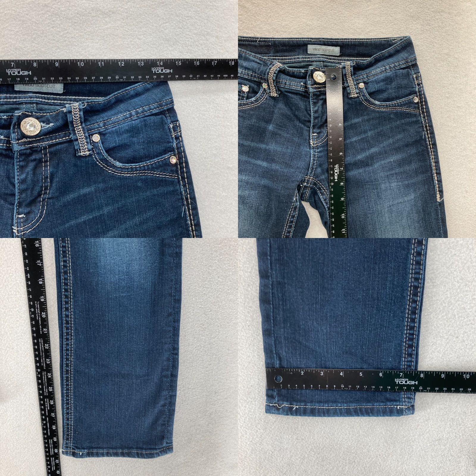 Vintage Daytrip Virgo Bootcut Jeans Women's 25 Dark Blue Stretch Denim Western READ FLAW Size 42" / US 20 - 8 Thumbnail