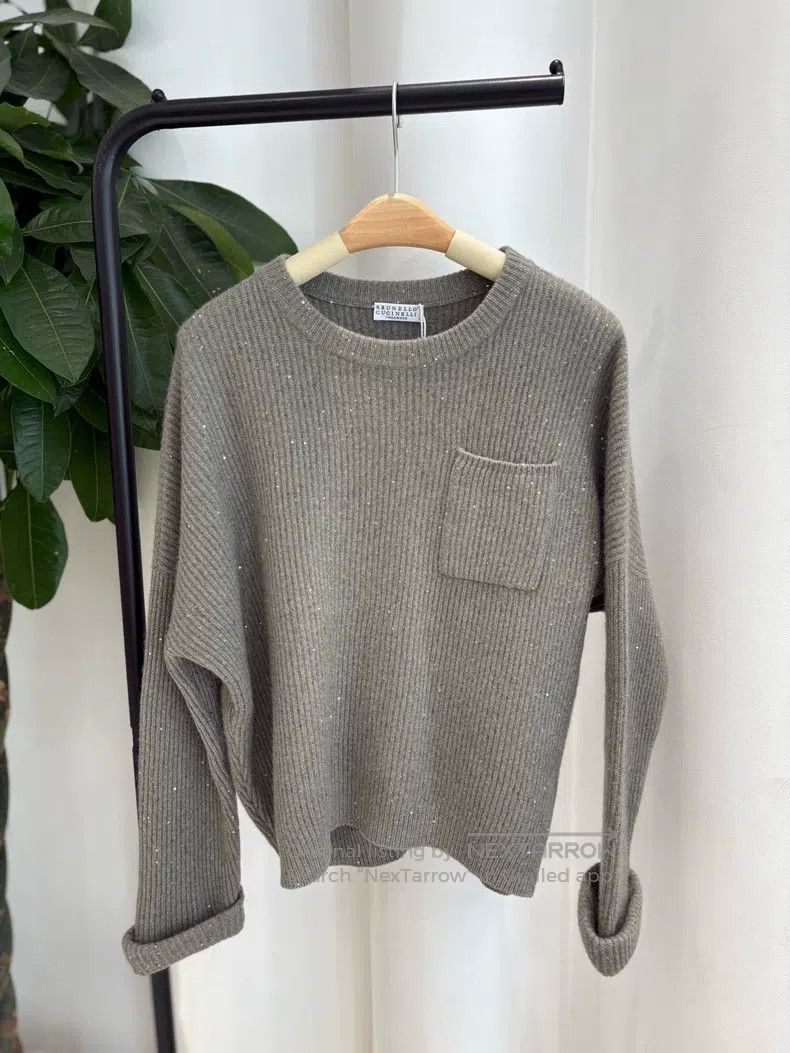 Brunello Cucinelli Brunello Cucinelli Cashmere Wool Sequined Knit Top Size M / US 6-8 / IT 42-44 - 1 Thumbnail