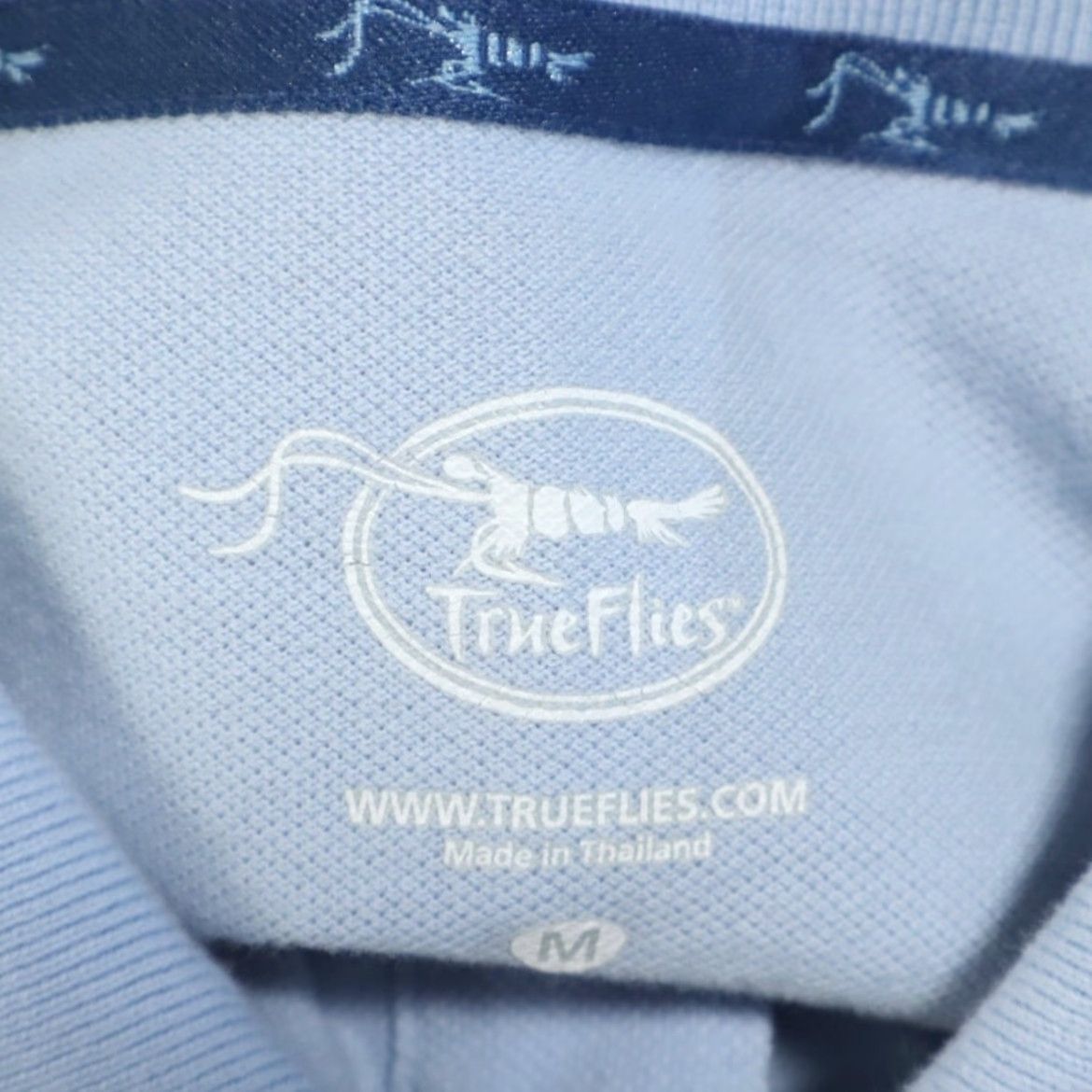 Vintage True Flies Polo Shirt Pique Cotton Solid Blue M Men Shirt Size US M / EU 48-50 / 2 - 5 Thumbnail
