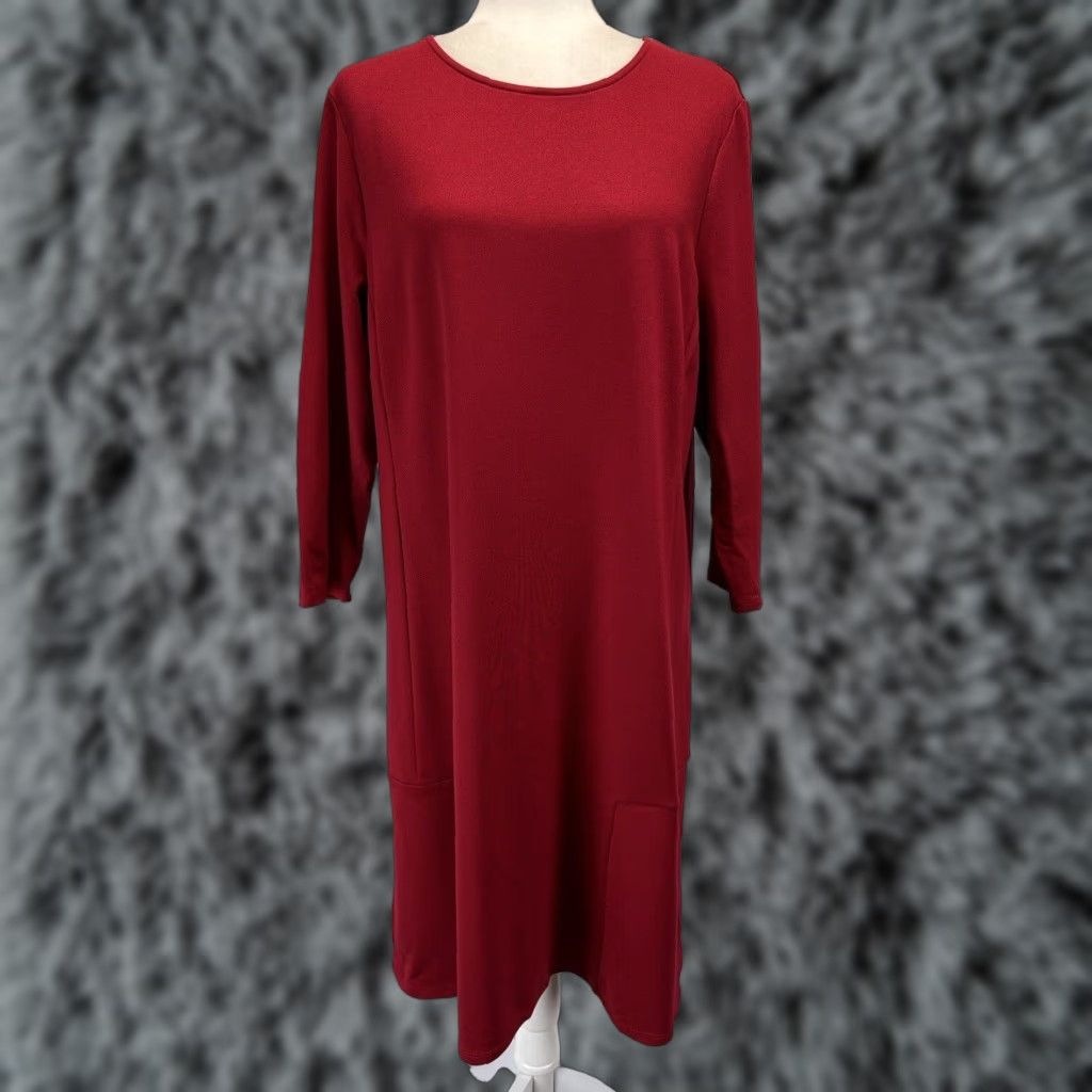 J. Jill NEW J. Jill Ponte Shift Dress Large Red 3/4 Sleeve Comfort Womens Size L / US 10 / IT 46 - 1 Thumbnail