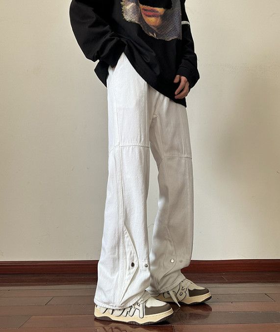 Japanese Brand Men's High-Street Vibe Slim-Fit Flared Cargo Jeans Size US 32 / EU 48 - 3 Thumbnail