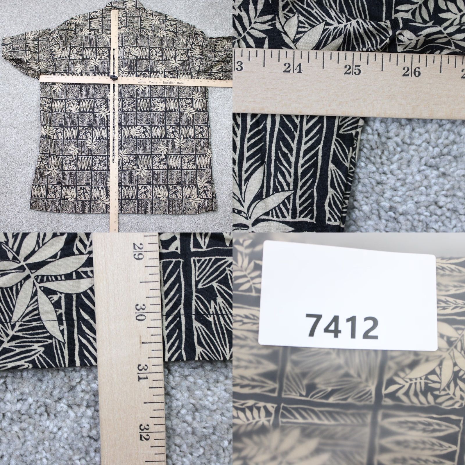 Tori Richard Tori Richard Shirt Mens 2XL XXL Black/Tan Floral 100% Cotton Lawn Short Sleeve Size US XXL / EU 58 / 5 - 8 Thumbnail