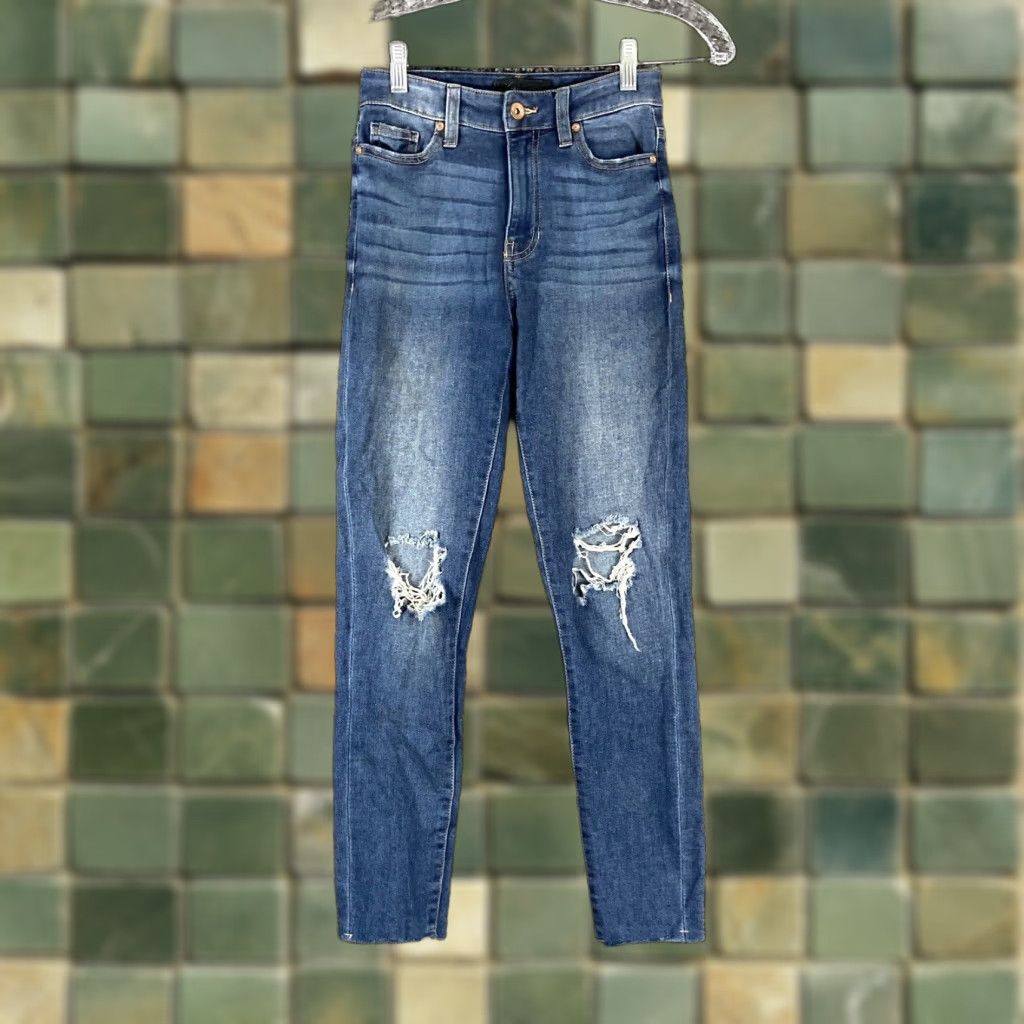 Vintage Kendall + Kylie The Kontour High Rise Skinny Distressed Blue Jeans Women’s 0/24 Size 25" / US 0 / IT 36 - 1 Thumbnail