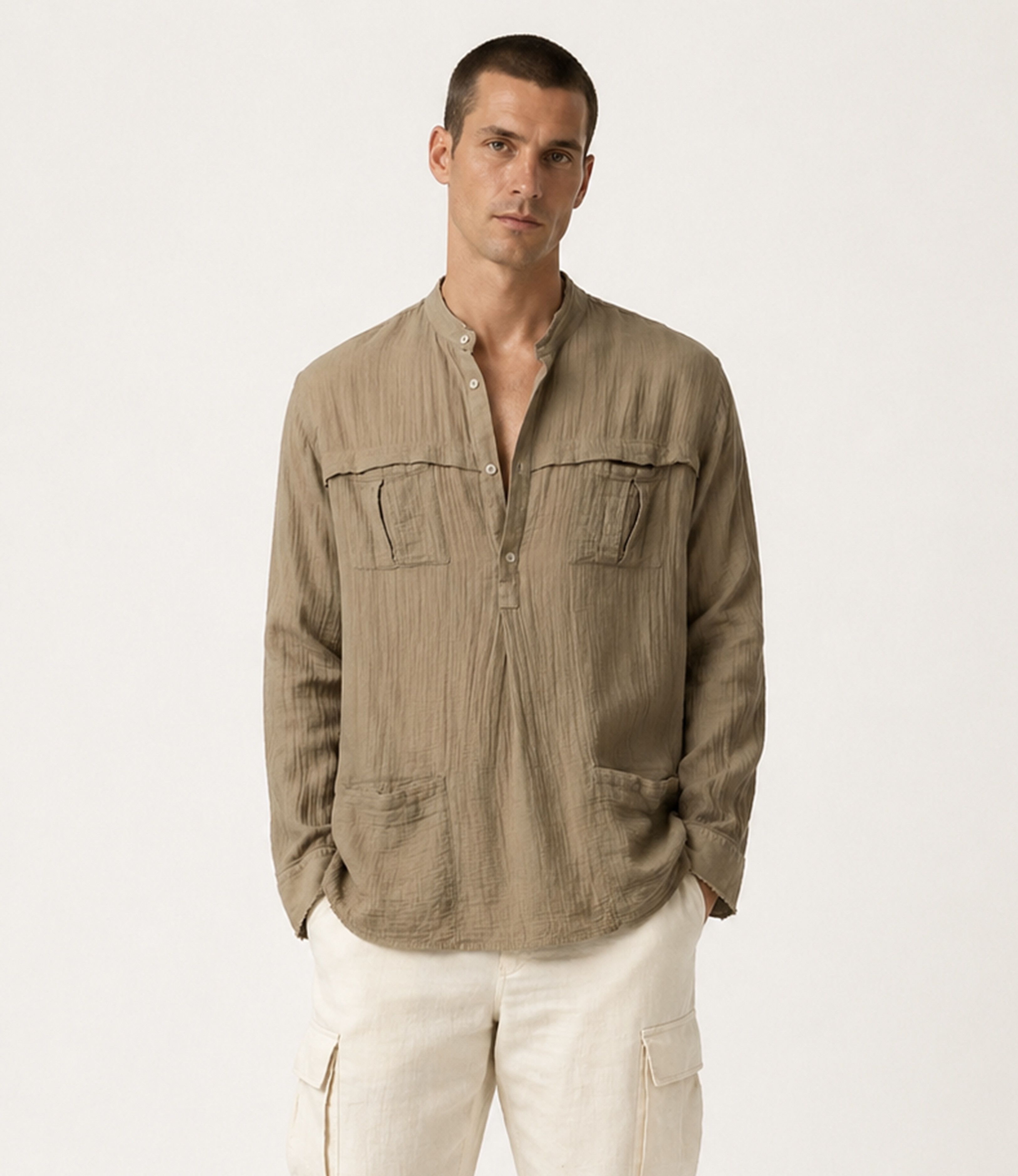 Balmain Archival Crinkled Cotton Safari Tunic Size US M / EU 48-50 / 2 - 1 Thumbnail
