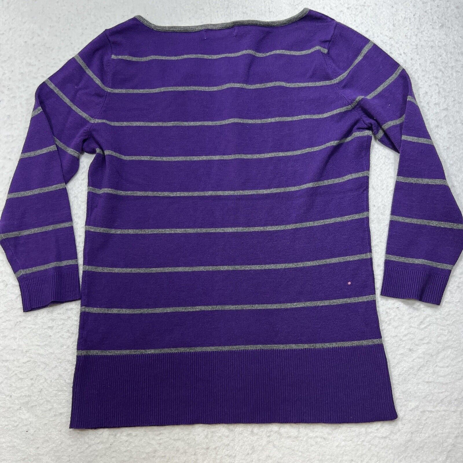 Other New York & Company Pullover Purple & Gray Striped Sweater Size XS / US 0-2 / IT 36-38 - 9 Thumbnail