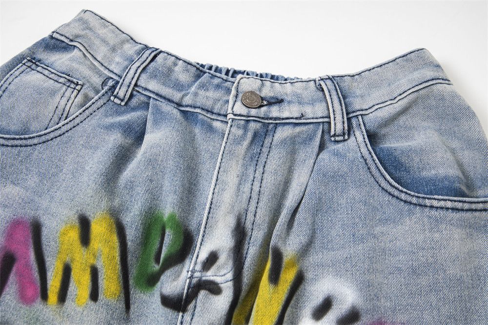 Japanese Brand × Vintage Floral graffiti print loose denim shorts y2k Size US 32 / EU 48 - 3 Thumbnail