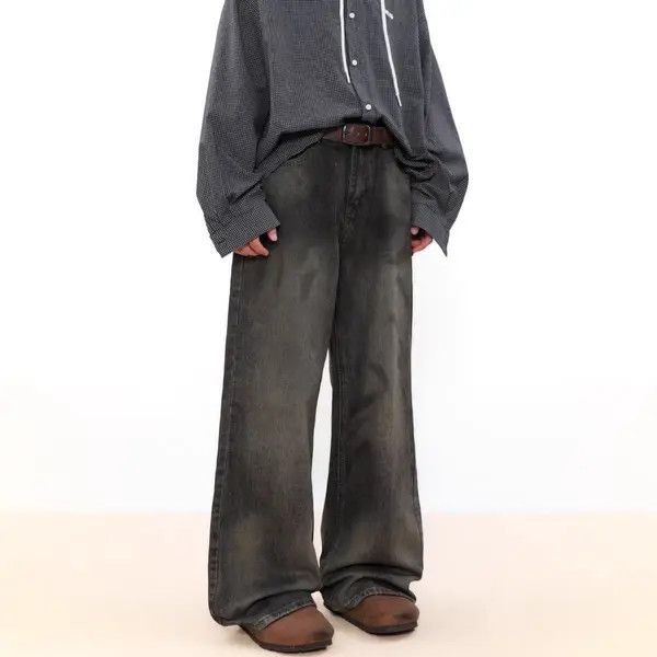 Japanese Brand VIBE Washed and distressed high street straight leg jeans Size US 34 / EU 50 - 8 Thumbnail