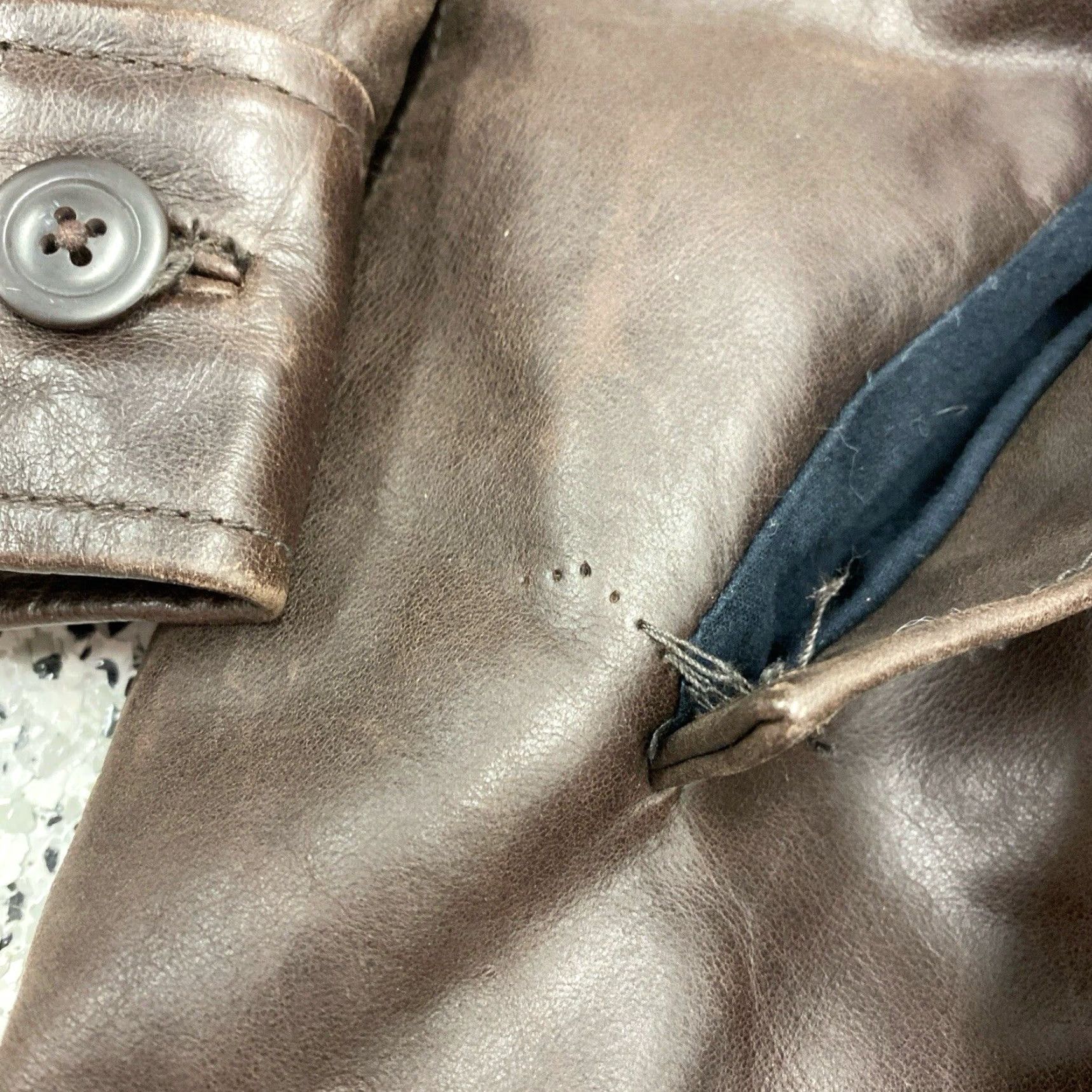 Gap VINTAGE Gap Women Leather Jacket Basic Jacket Lined XSmall Brown Long Sleeve Zip Size XS / US 0-2 / IT 36-38 - 2 Thumbnail