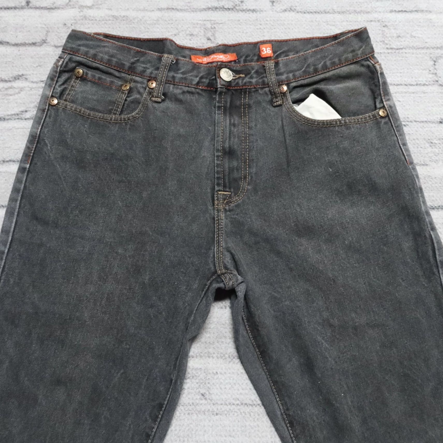Ed Hardy Ed Hardy Jeans by Christian Audigier Big Logo Denim Jeans Mens 34x31 Black Baggy Vintage Skull Roses Size US 34 / EU 50 - 5 Thumbnail