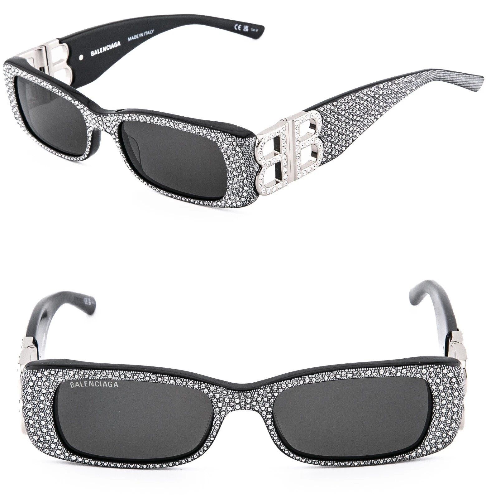 Balenciaga BALENCIAGA DYNASTY 0096 Black 013 Crystal BB Logo BB0096 Size ONE SIZE - 1 Thumbnail