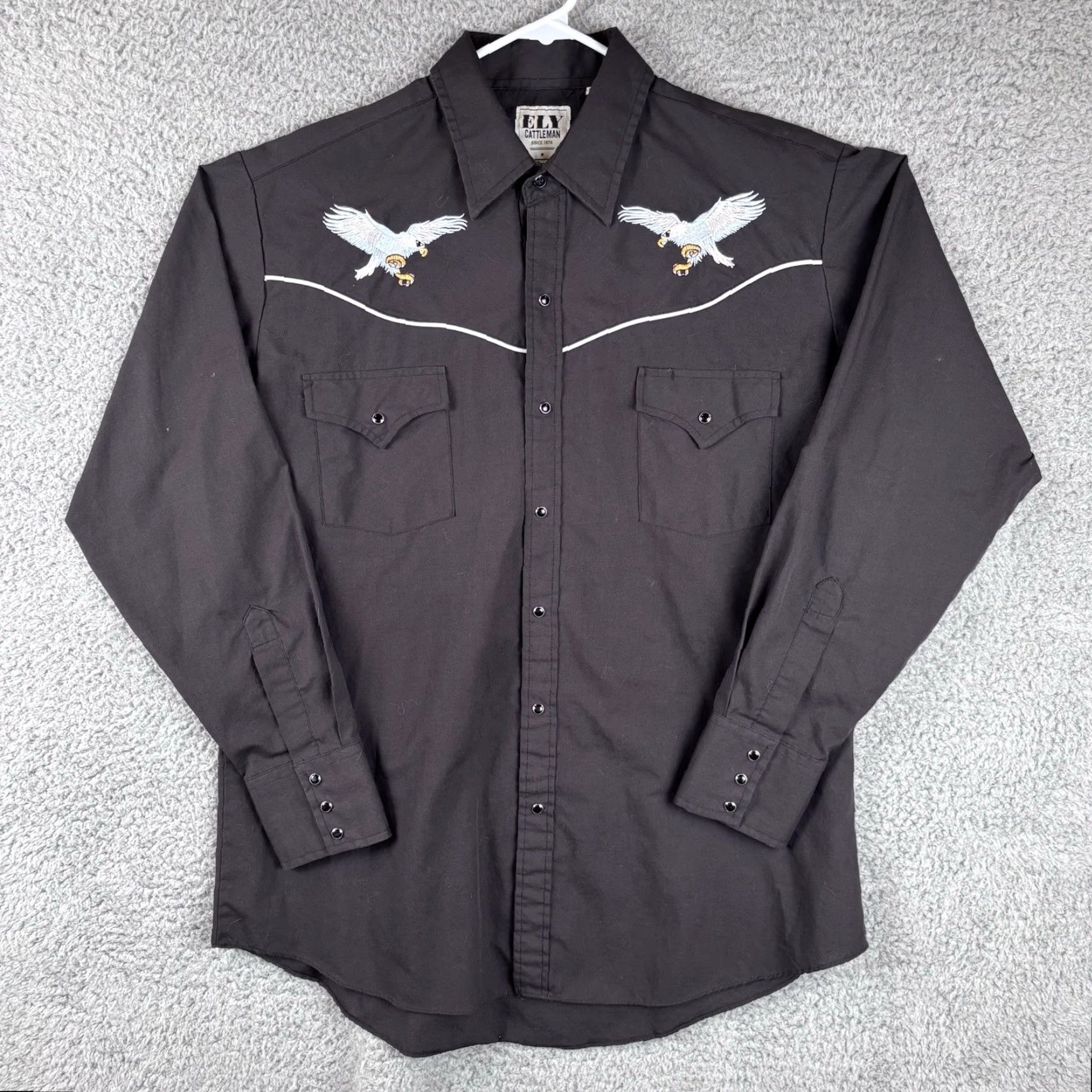 Vintage Ely Cattleman Shirt Men L Black Gaucho Embroidered Eagle Western Pearl Snap Shirt Size US L / EU 52-54 / 3 - 2 Thumbnail