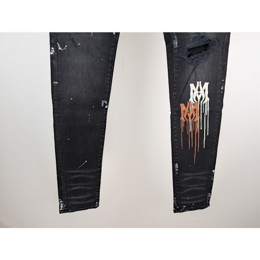 Amiri o1rshd1 MA Drip Skinny Denim Jeans in Aged Black Size US 34 / EU 50 - 4 Thumbnail