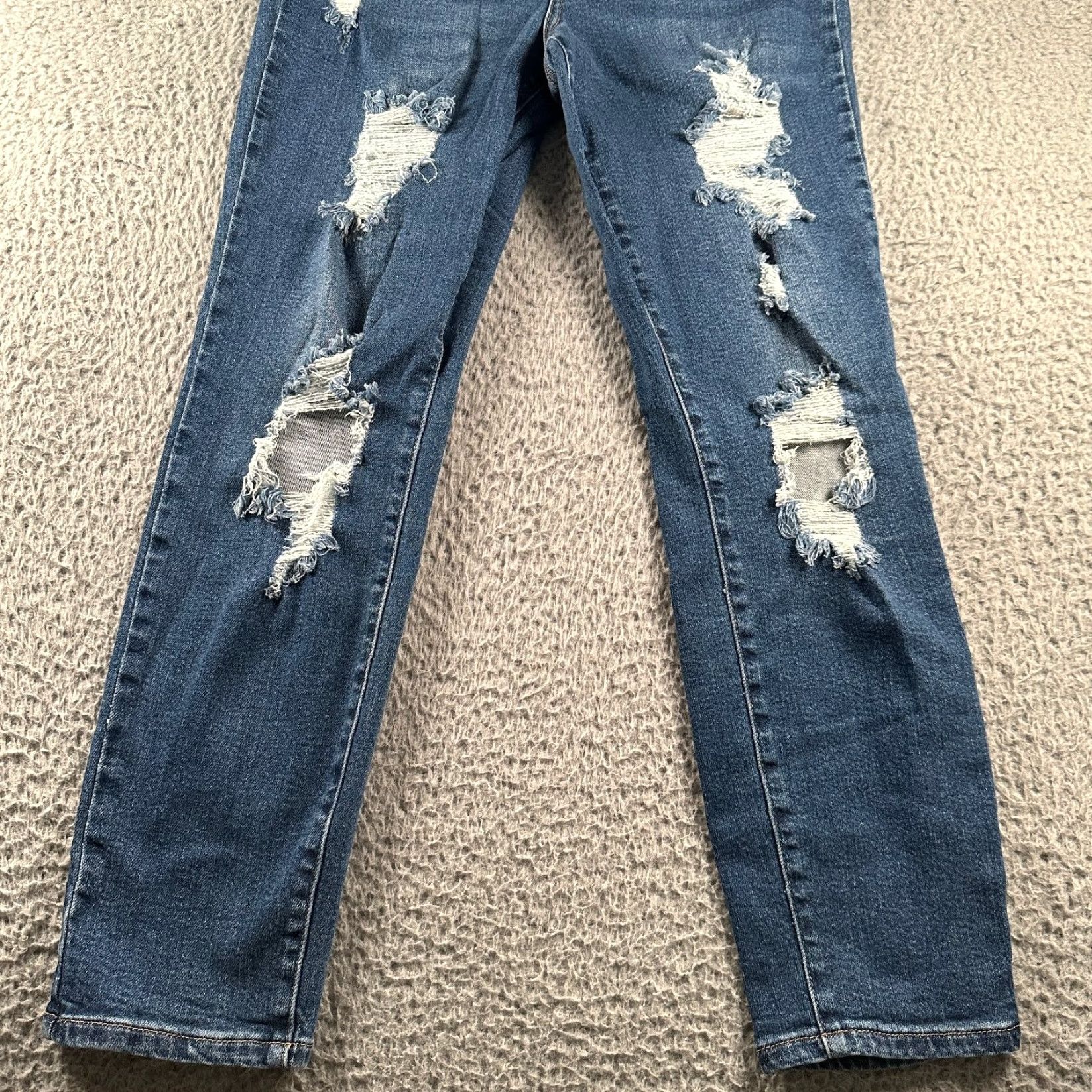 Vintage Judy Blue Jeans Women's Boyfriend Fit Distressed Stretch Blue 30 Inseam 27.5" Size 11/30 Moderate Wash High Rise Size 30" / US 8 / IT 44 - 3 Thumbnail