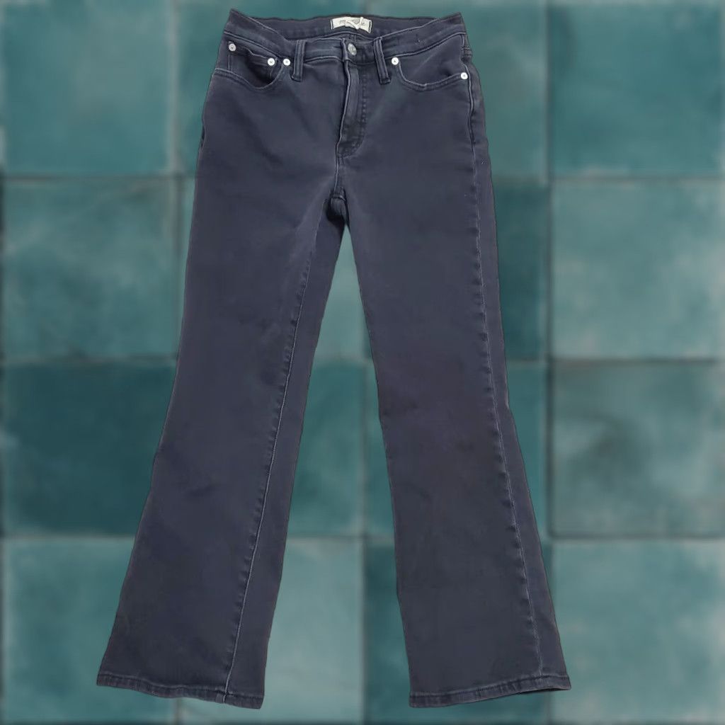 Madewell Madewell Jeans Women 27 Black Mid Rise Kick Out Bootcut Stretch Denim Size 27" / US 4 / IT 40 - 1 Thumbnail