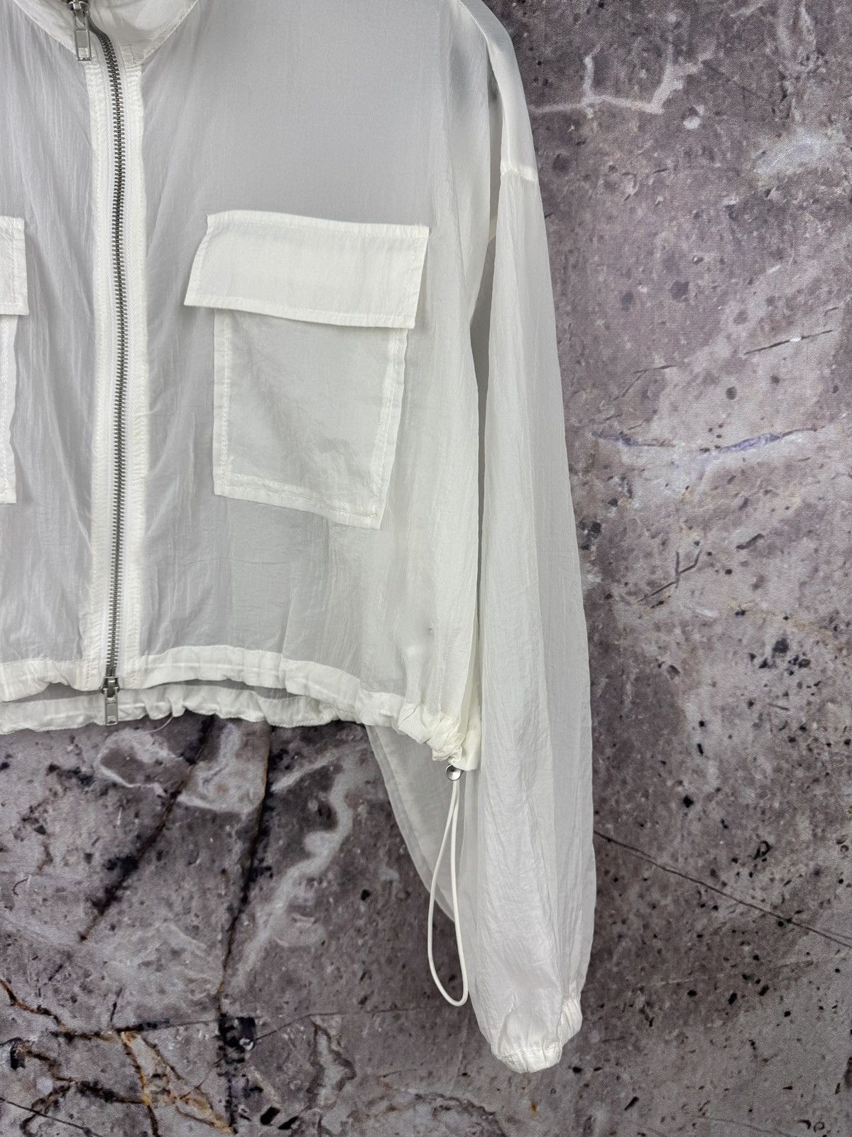 Other Ingni Sheer Cropped Zip Jacket White Lightweight Pocket Deta Size M / US 6-8 / IT 42-44 - 5 Thumbnail