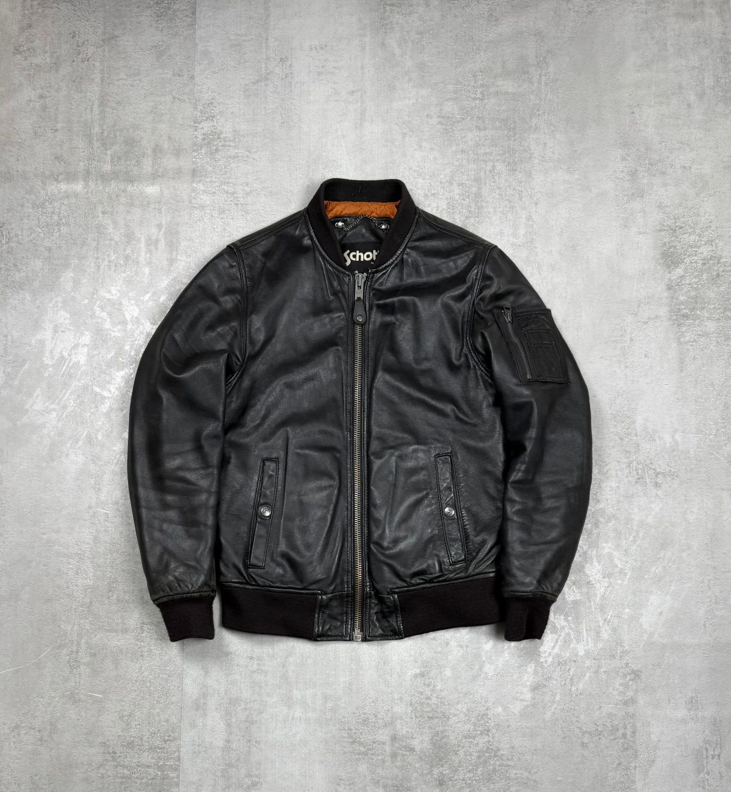 Schott leather jacket vintage old money 90s 80s 00s 1990s