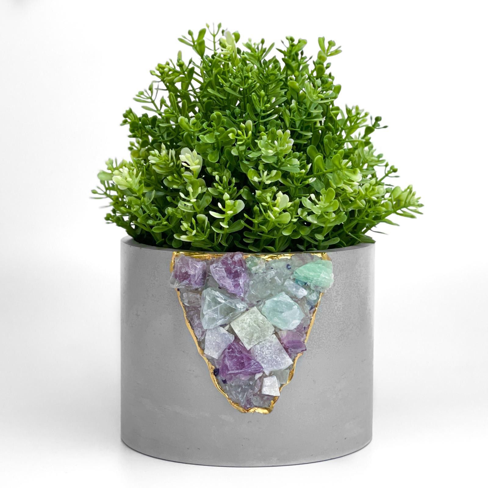 Other Large Geode Planter Big Rainbow Fluorite Crystal Planter Pot Size ONE SIZE - 4 Thumbnail