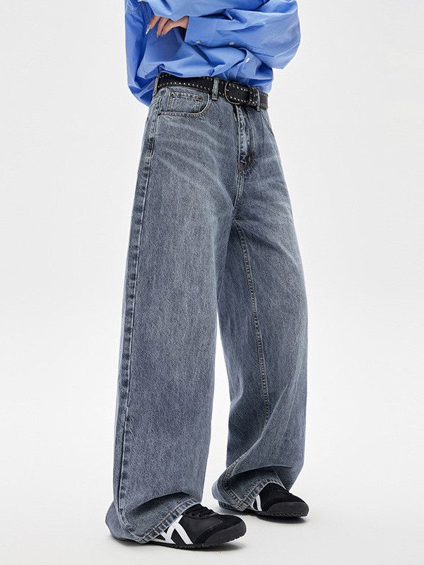 Japanese Brand Men's American-style vintage-washed straight-leg jeans Size US 32 / EU 48 - 2 Thumbnail