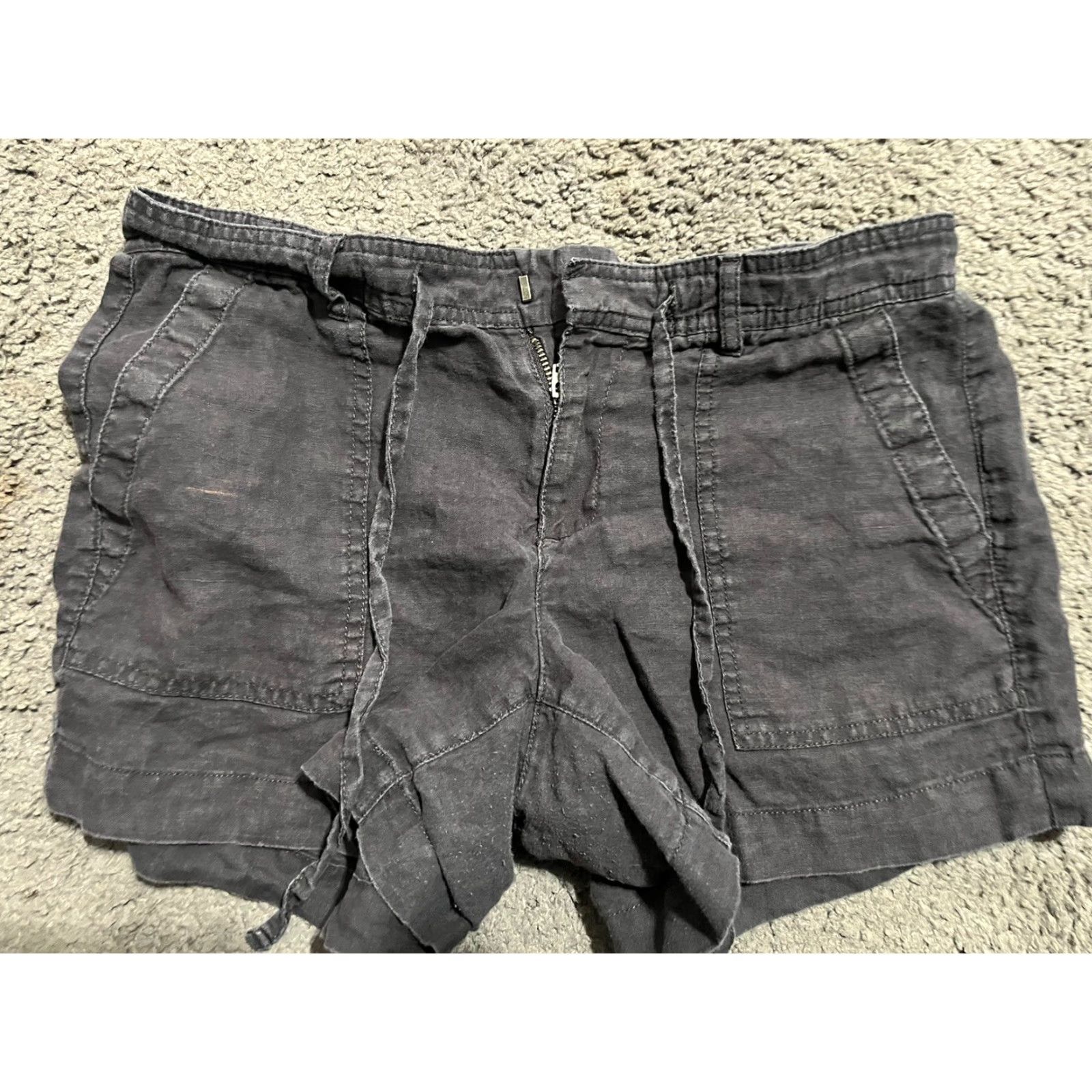 Gap Womens GAP 4 Tall Pull-On Drawstring Cotton Shorts Dark Gray Linen Size 27" / US 4 / IT 40 - 2 Thumbnail