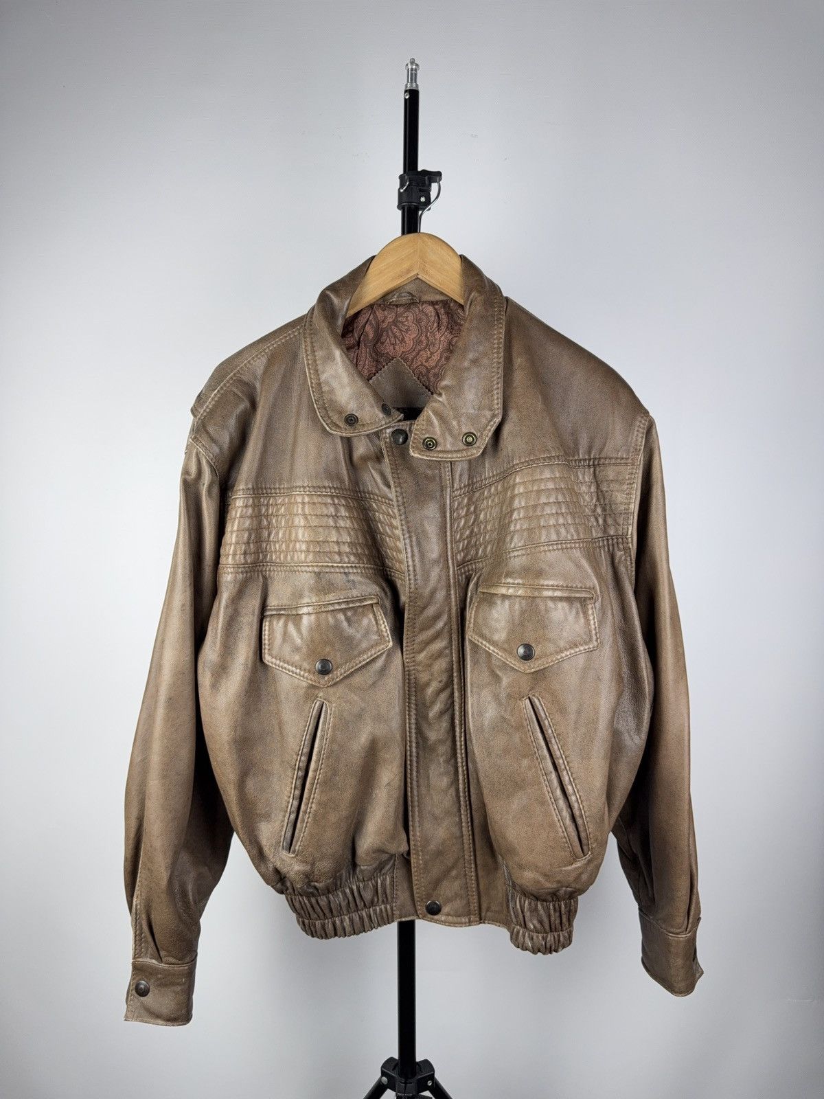 Vintage Vintage 90s Leather Biker Faded Jacket Style Maison Margiela Size US L / EU 52-54 / 3 - 1 Thumbnail