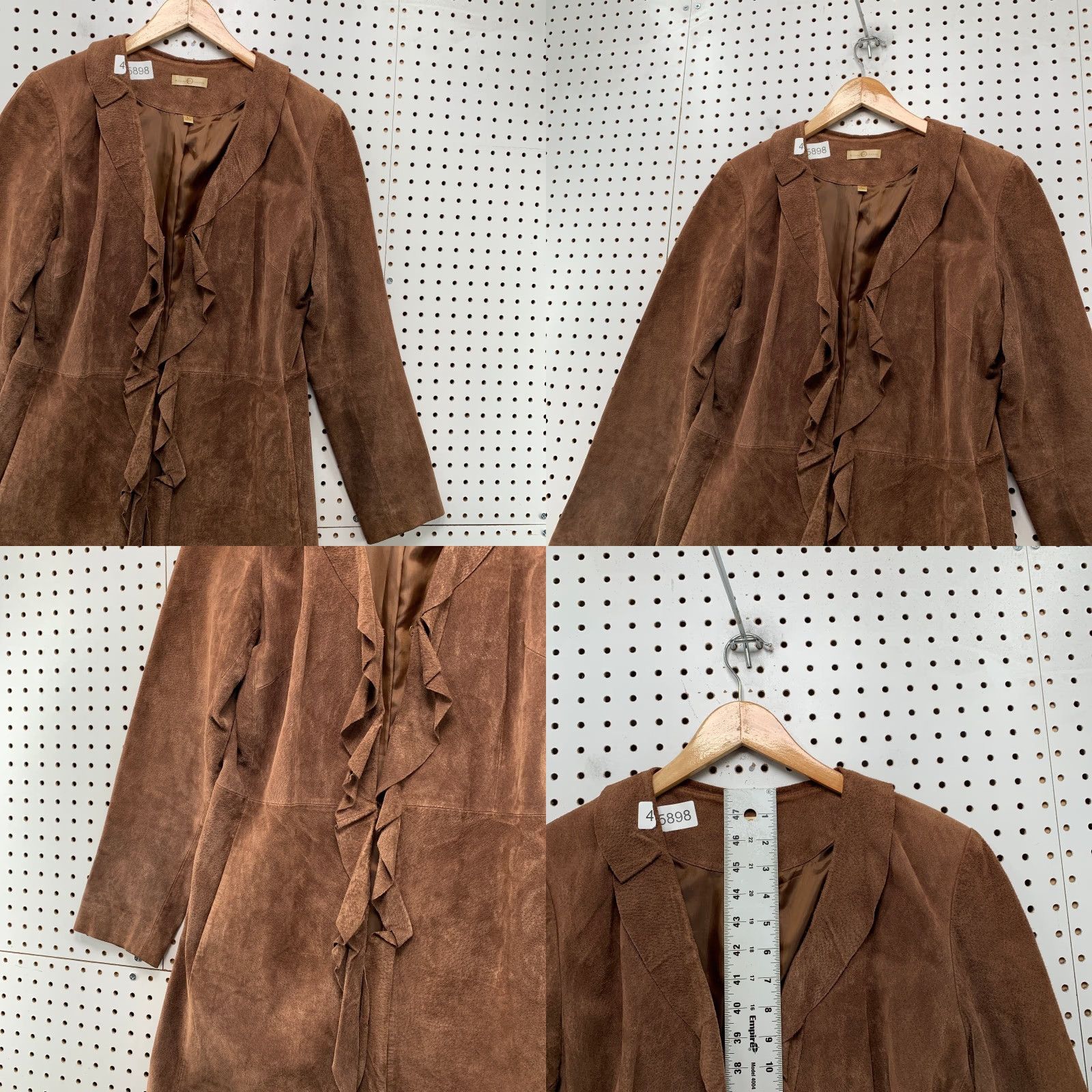 Wilson VINTAGE Wilsons Suede Penny Coat Womens Large Brown Long Ruffle Trim Overcoat Western Size L / US 10 / IT 46 - 8 Thumbnail
