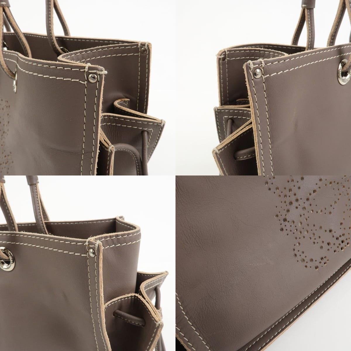 Loewe Loewe Anagram Logo Leather Shopper Tote Brown Size ONE SIZE - 6 Thumbnail