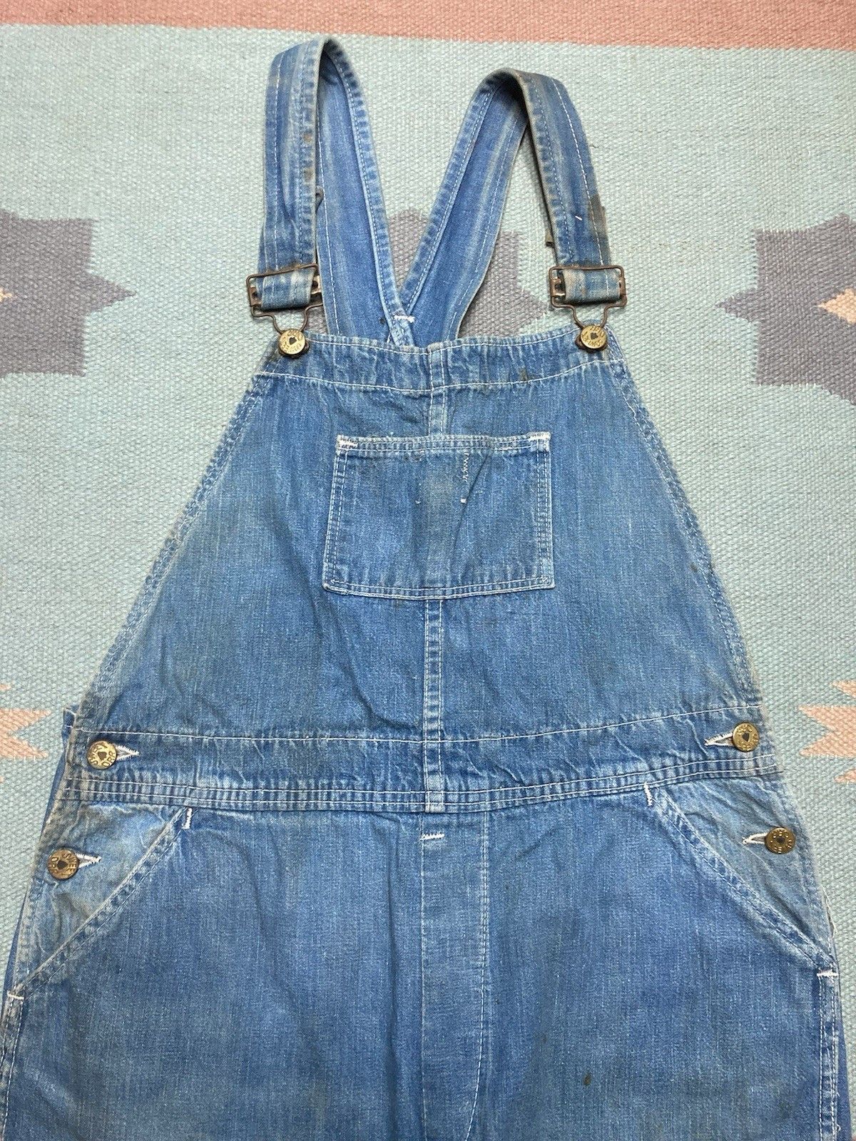 Vintage 60s sweet Orr denim overalls ace of spades faded farm 33x32 Size US 33 - 5 Thumbnail