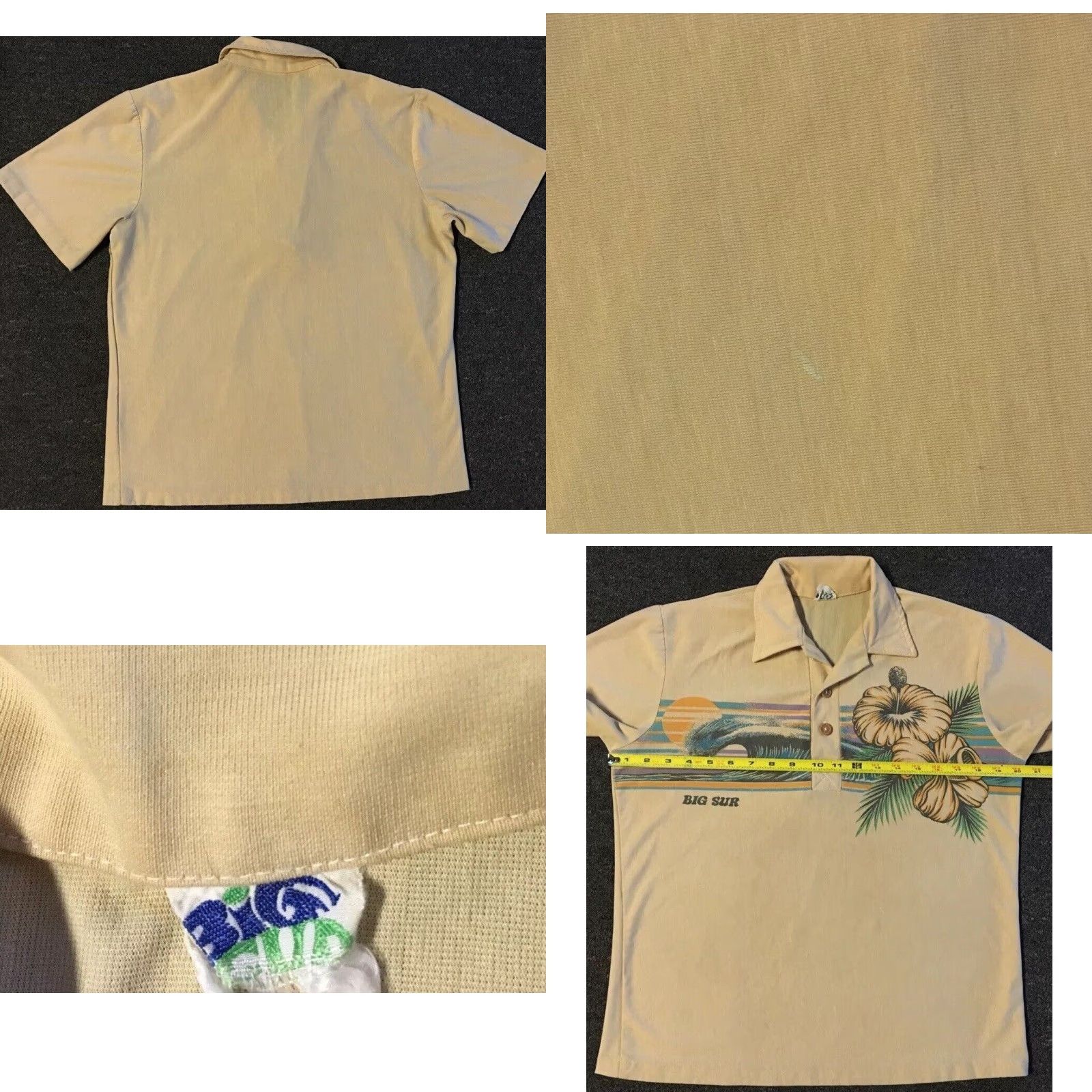 Vintage VINTAGE Big Sur Polo Shirt S USA Surf Beach Wave Grunge Hawaii Sunset 70s Faded Single Stitch Beige Mens Short Sleeve Button-Up Size US S / EU 44-46 / 1 - 8 Thumbnail