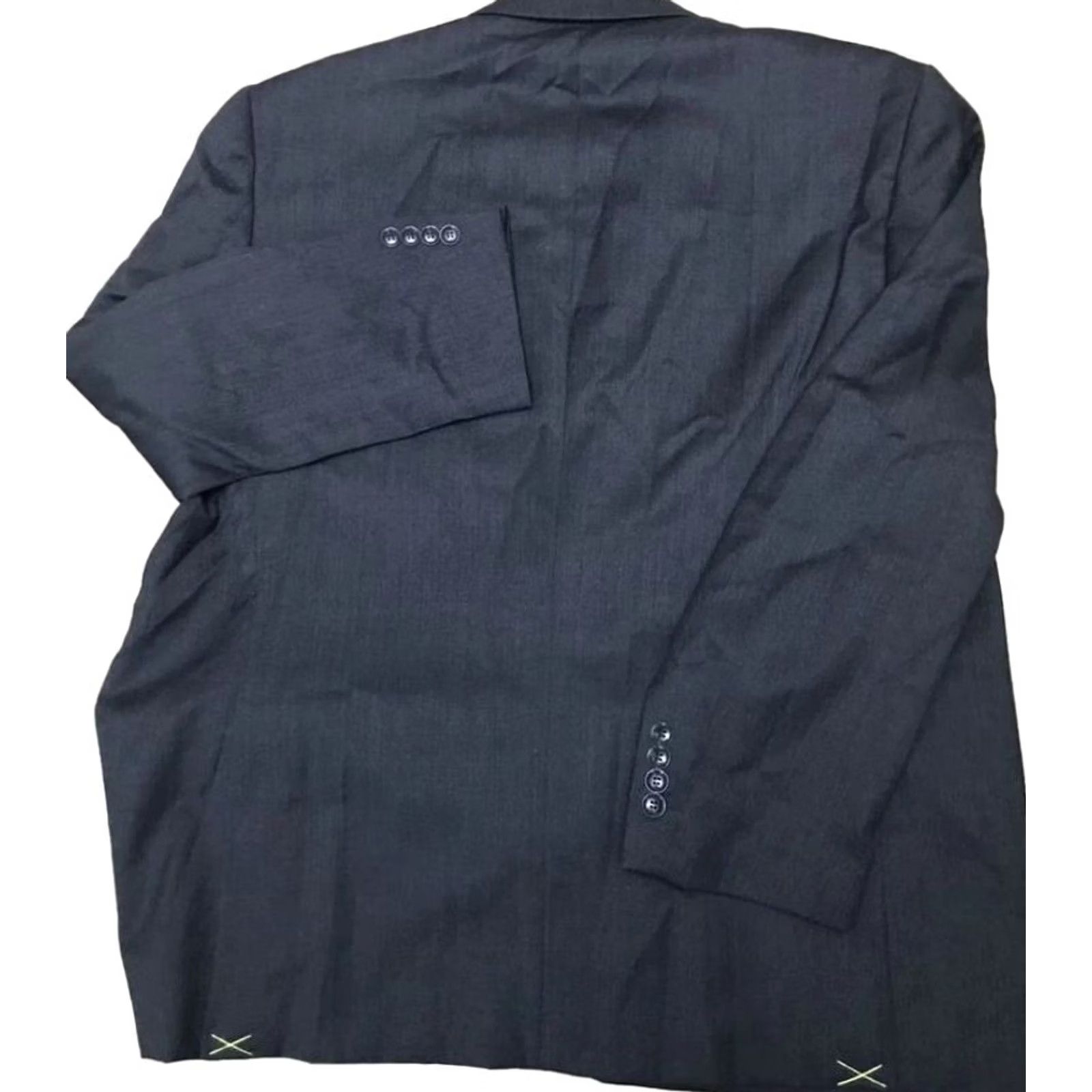 Vintage Linea Uomo Black Solid Wool Blazer 48 R 46 Waste Performance Wool Mens Size 48R - 2 Thumbnail