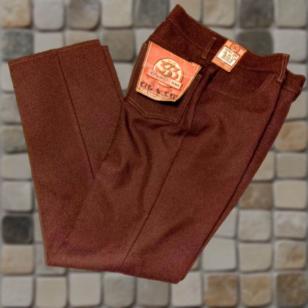 Vintage VINTAGE Escudo Jeans Cowboy Brown 333 Estilo Men's 32 x 32 5-Pocket Denim Polyester Black Label Cowboys Southwestern Solid Brown Jeans Mens Size US 32 / EU 48 - 1 Thumbnail