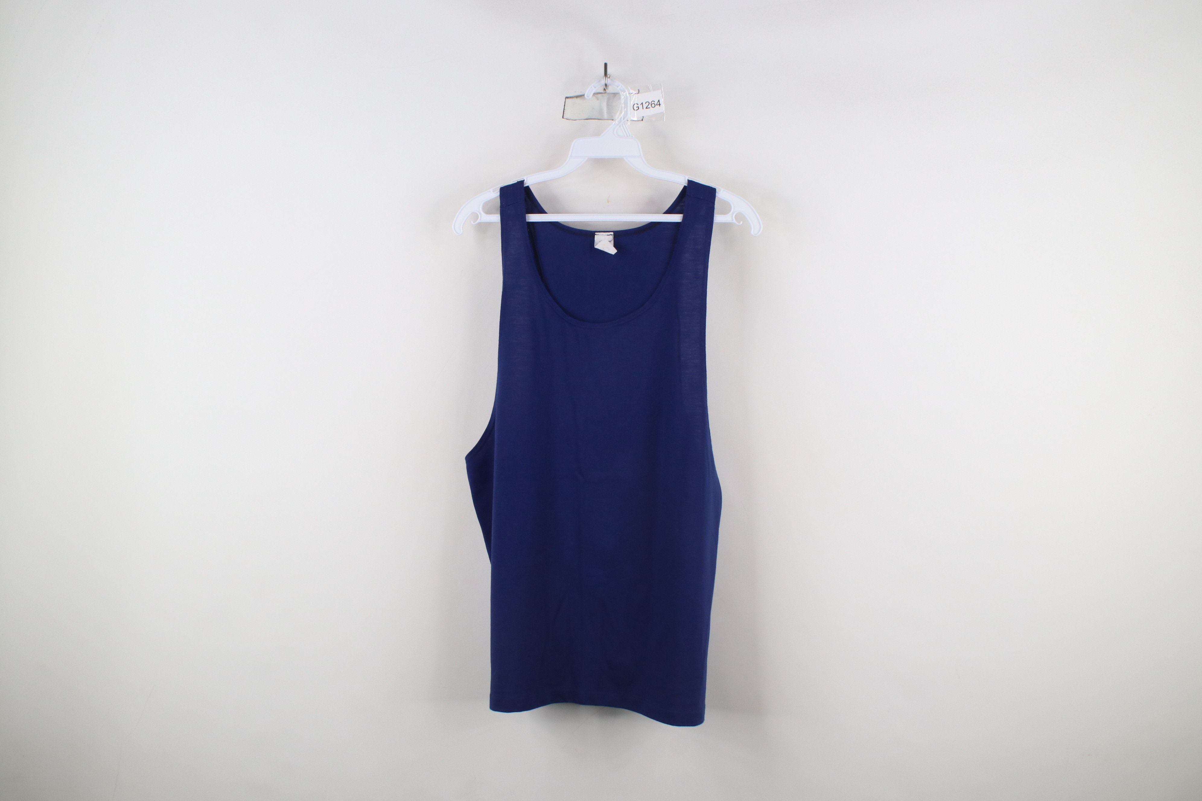 Vintage Vintage 90s Streetwear Faded Blank Tank Top T-Shirt Blue USA Size L / US 10 / IT 46 - 1 Thumbnail