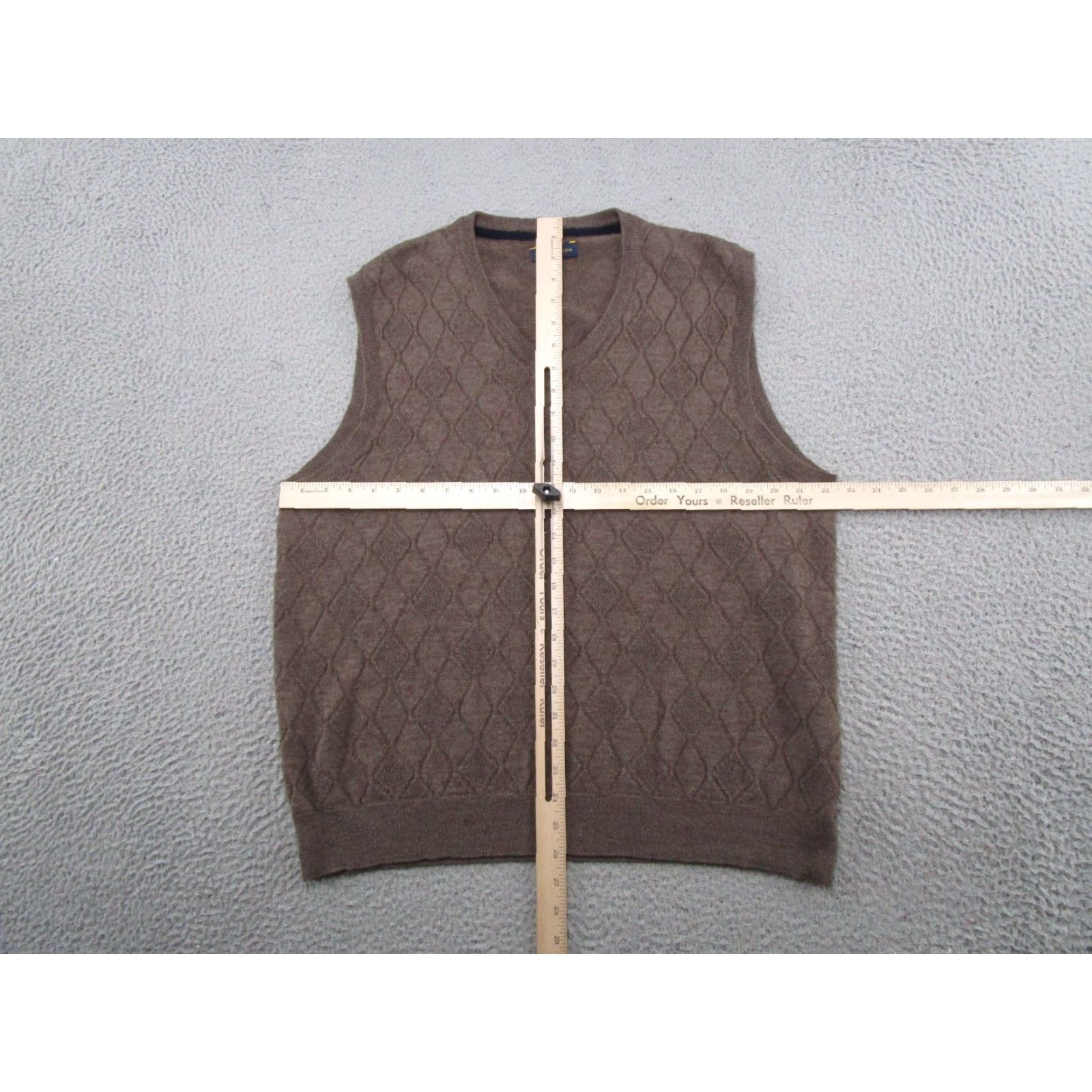 Club Room VEST Club Room Men's XL Knit Merino Wool Blend Brown Argyle Diamond Golf Grandpa Sleeveless V-Neck Casual Winter Spring Fall Size US XL / EU 56 / 4 - 4 Thumbnail