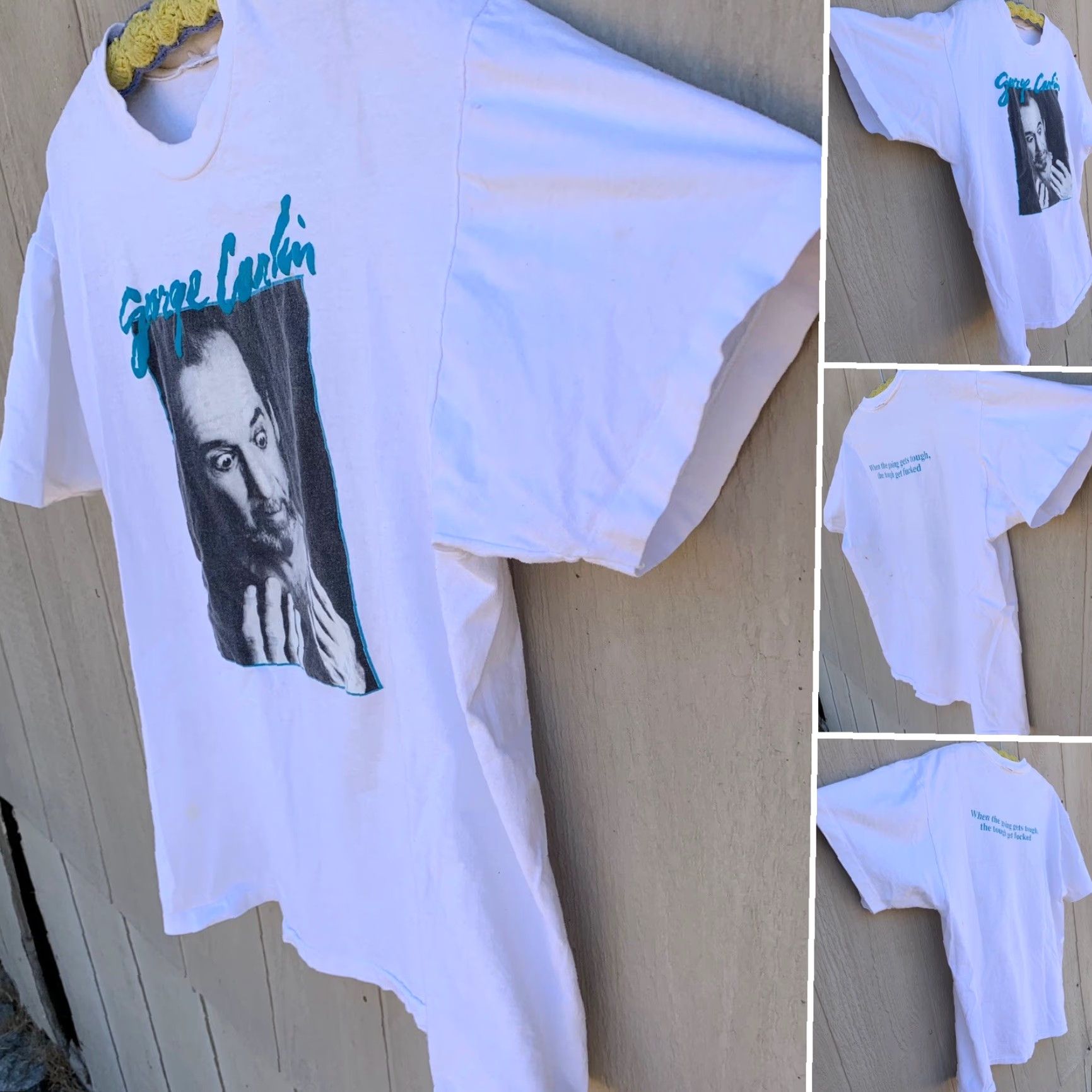 George VINTAGE George Carlin t shirt graphic tee XL Men Shirt Short Sleeve Crew Neck White Graphic Print Comics Funny 1960s-? Mens Size US XL / EU 56 / 4 - 2 Thumbnail